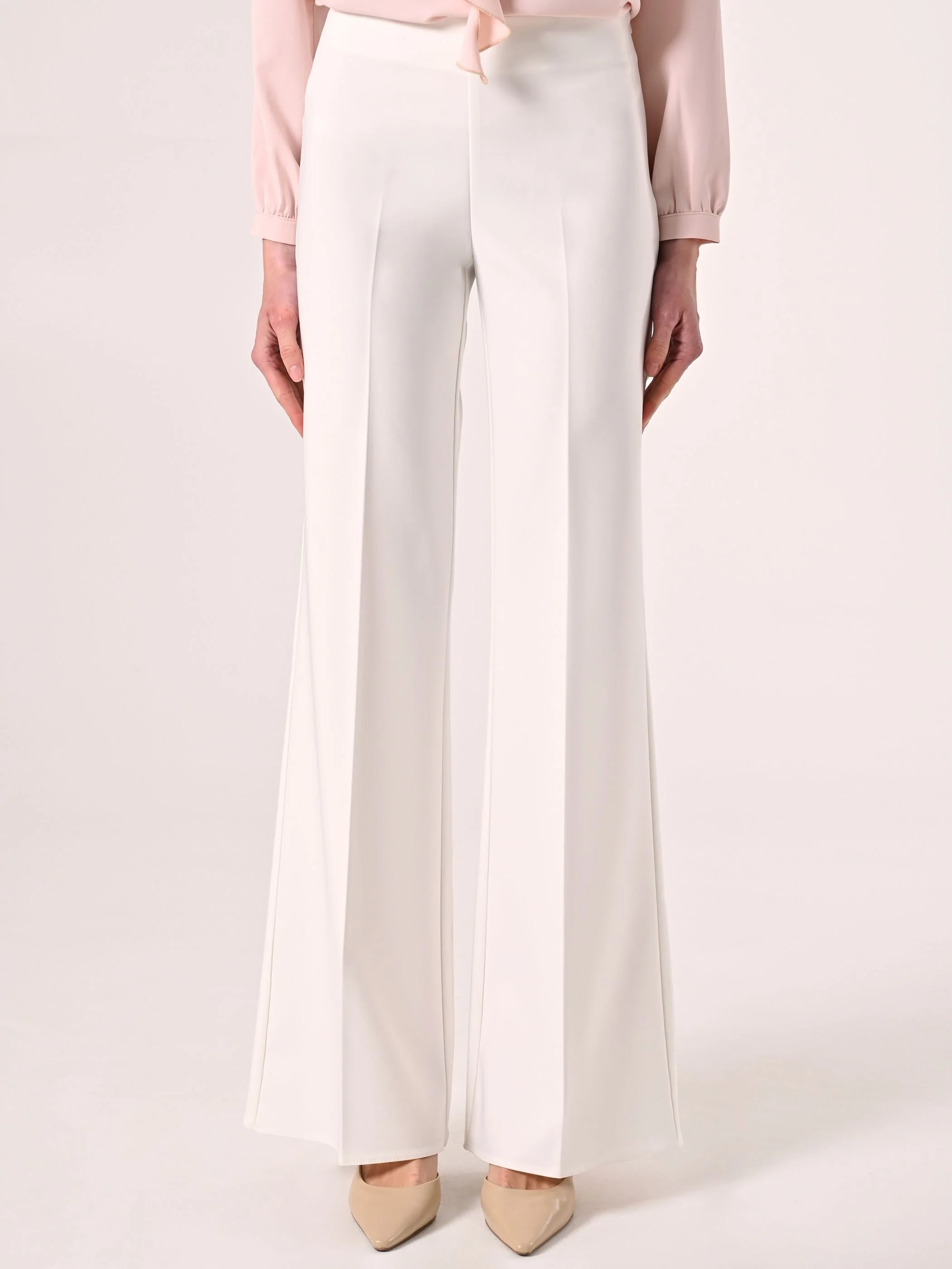 Pantaloni Palazzo in Tessuto Tecnico Bianco - Image 5
