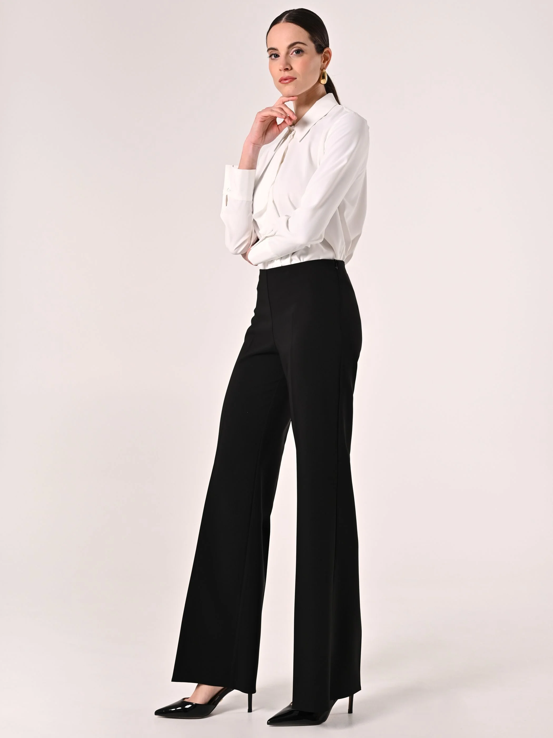 Pantaloni Palazzo in Tessuto Tecnico Nero - Image 3