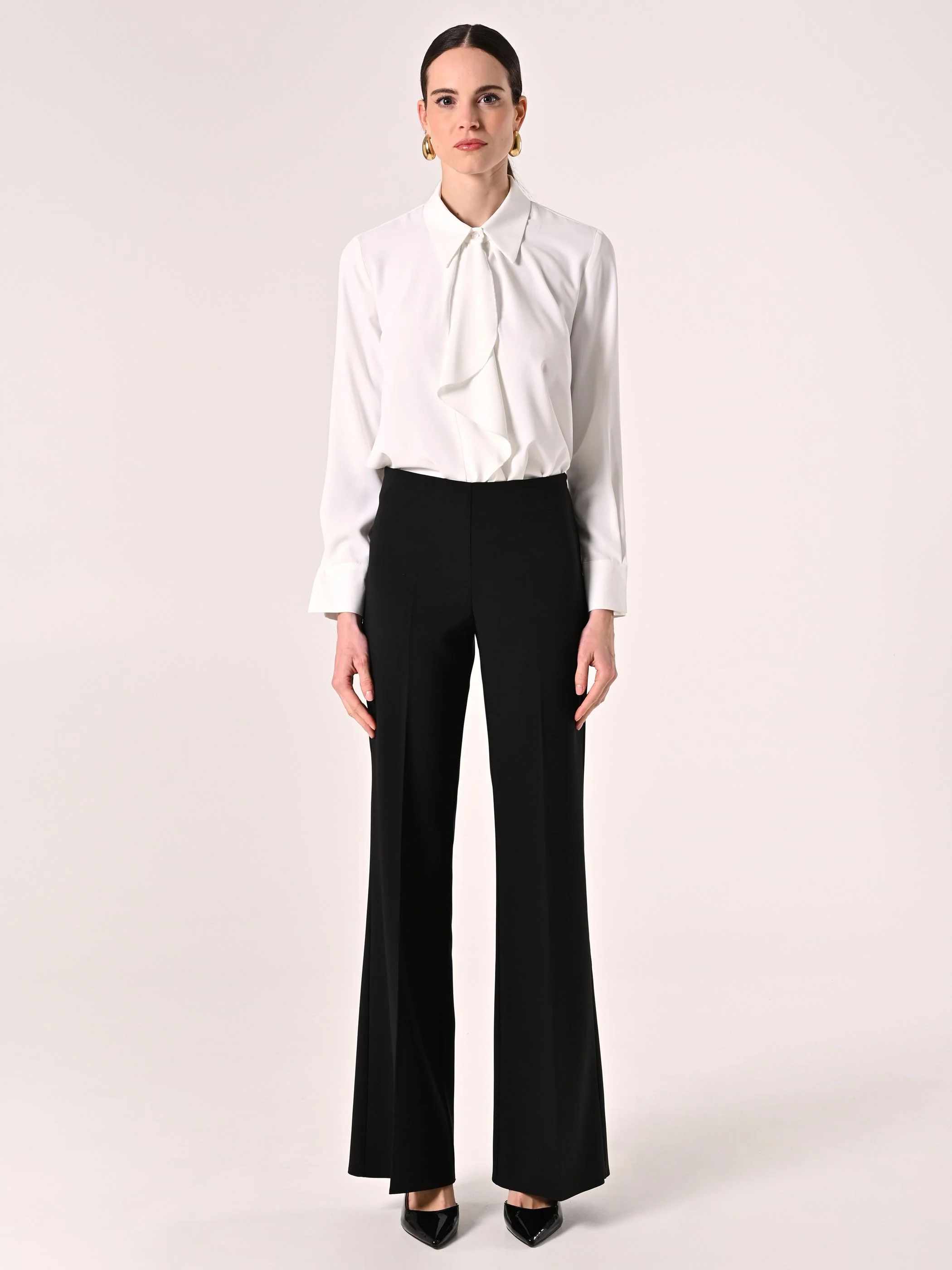 Pantaloni Palazzo in Tessuto Tecnico Nero - Image 5