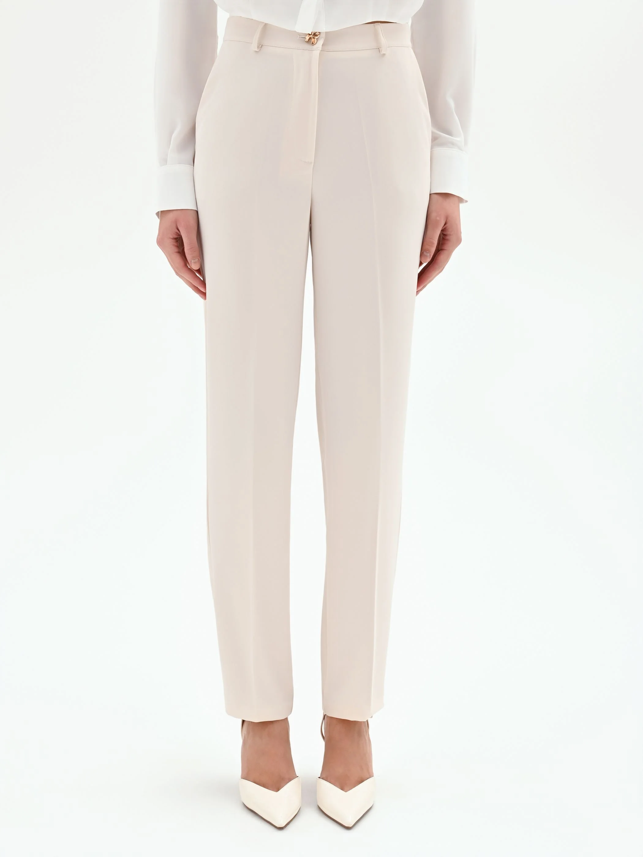 Pantaloni slim bianchi in tessuto fluido mano Crepe - Image 2