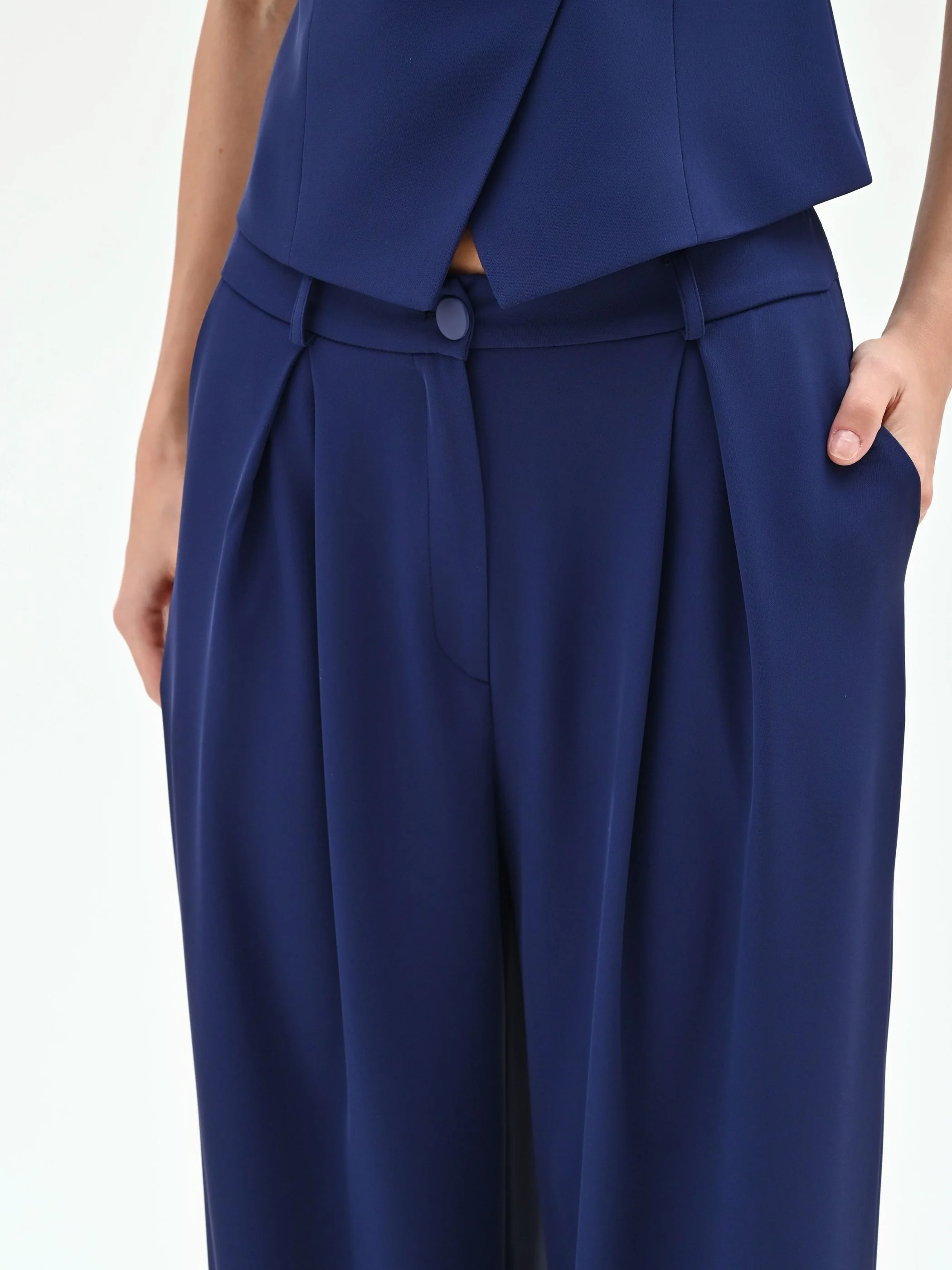 Pantaloni Studio palazzo blu indaco - Image 4