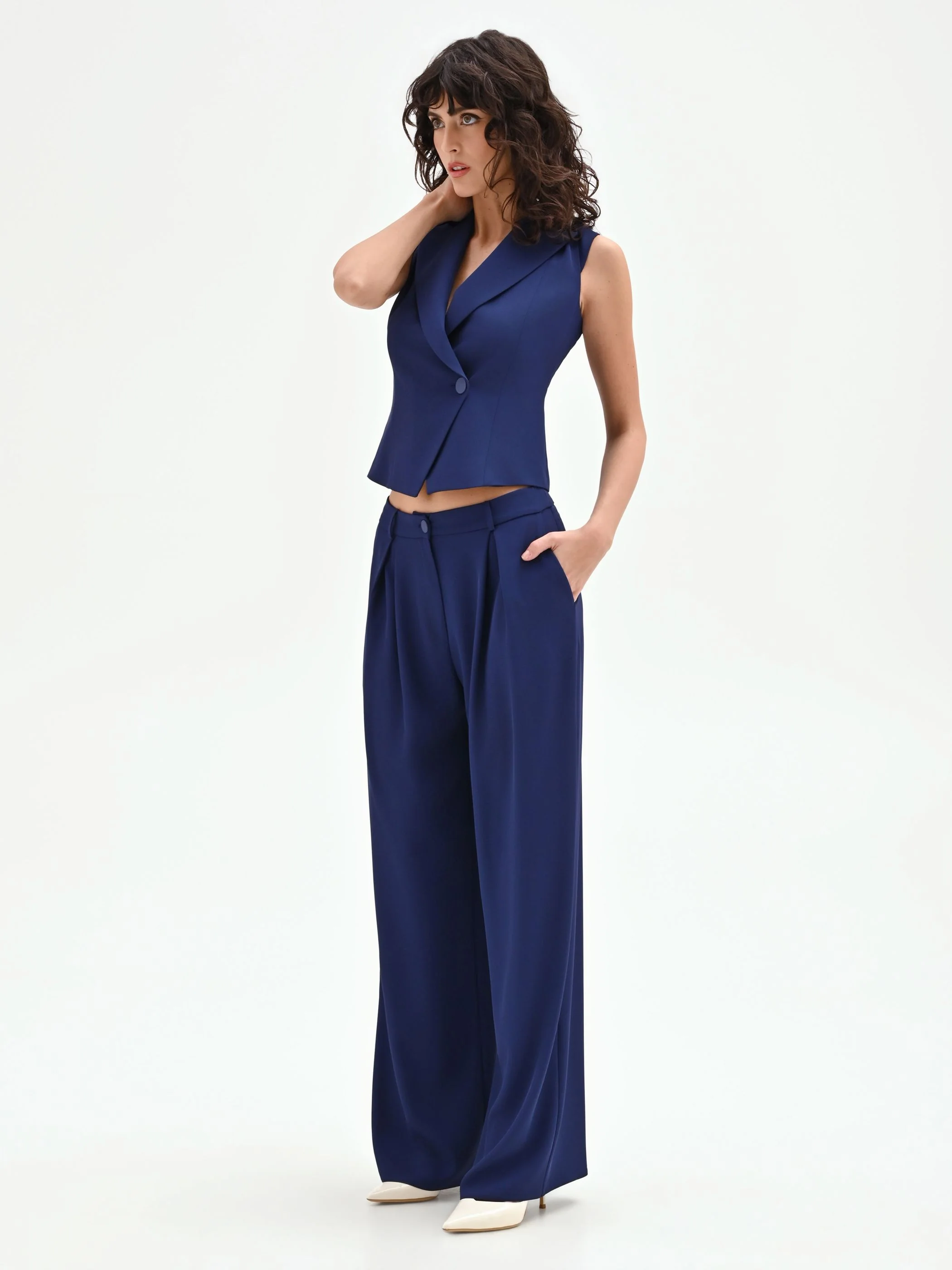 Pantaloni Studio palazzo blu indaco - Image 5