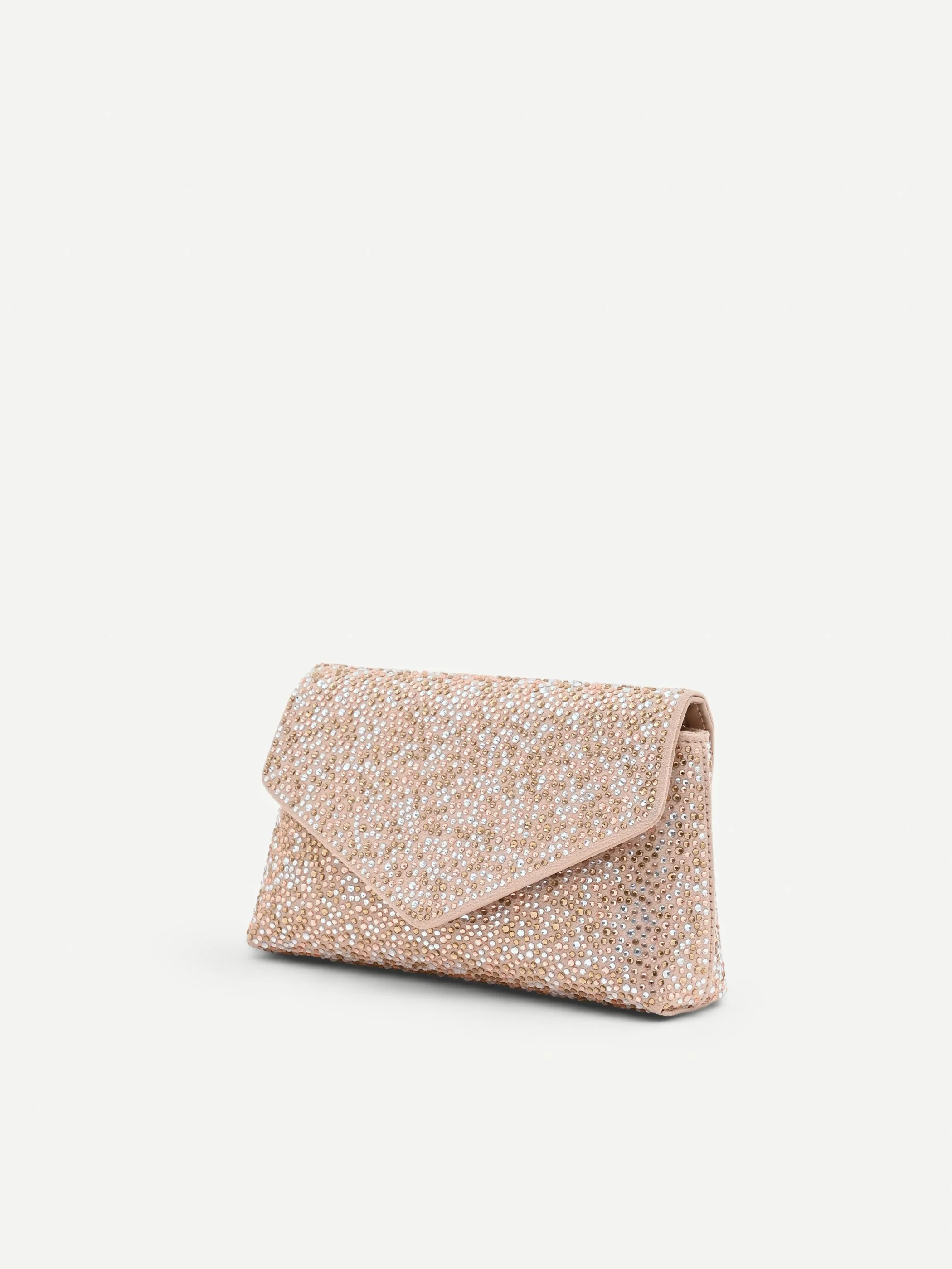 Pochette gioiello rosa cipria con strass all over - Image 3