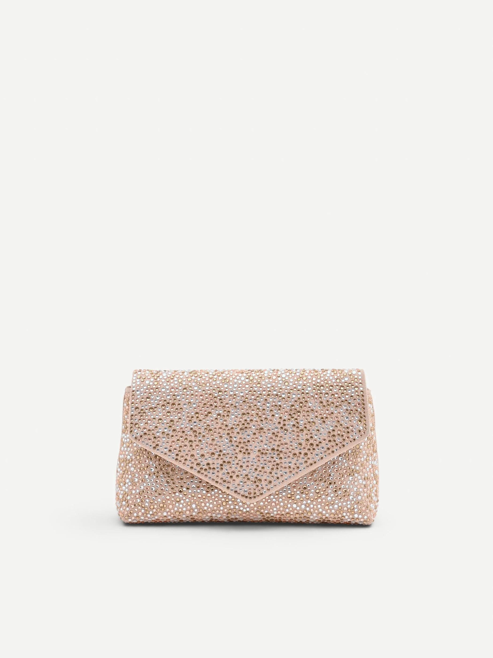 Pochette gioiello rosa cipria con strass all over - Image 4