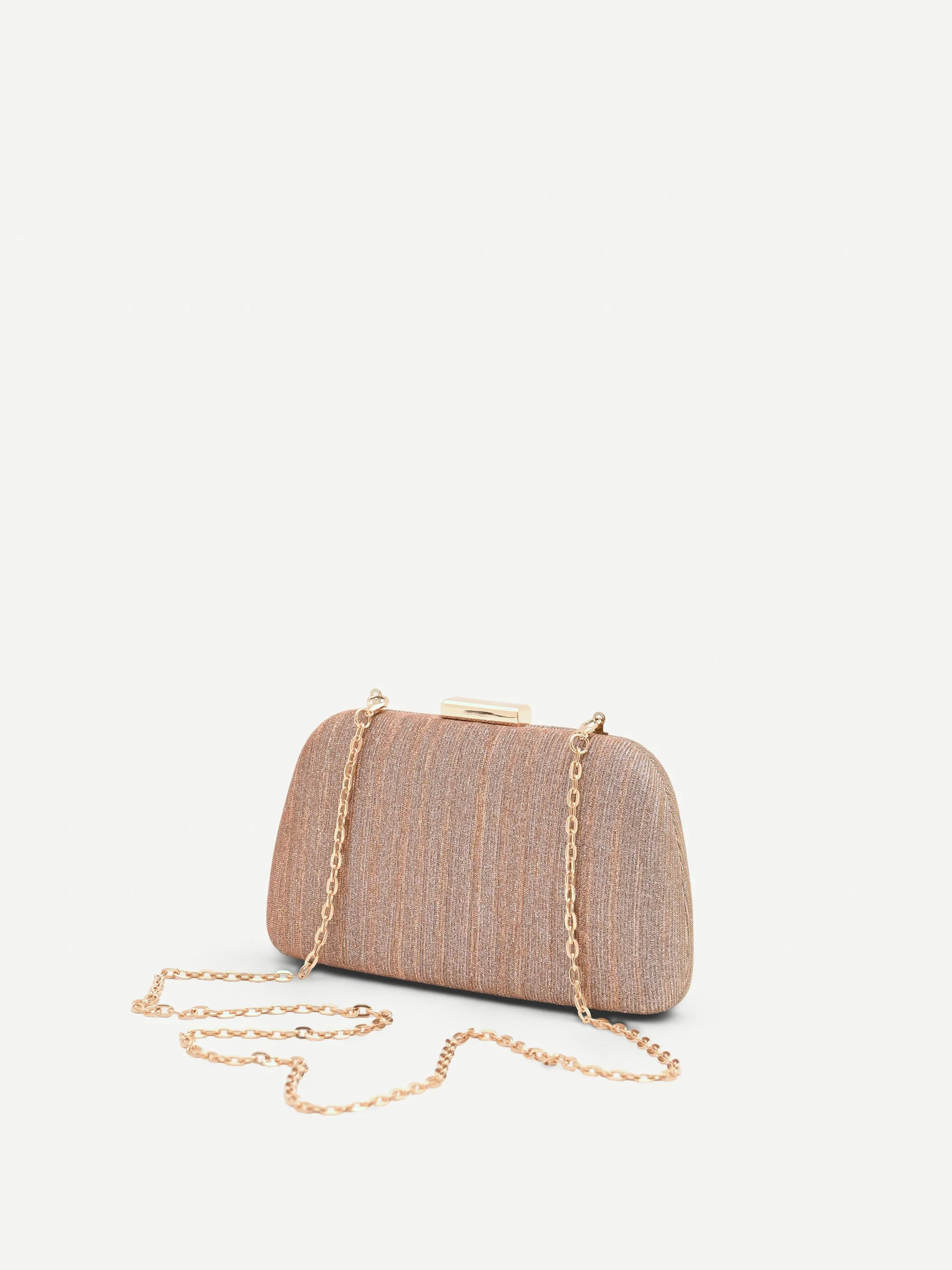 Pochette rigida oro con trama glitterata - Image 3