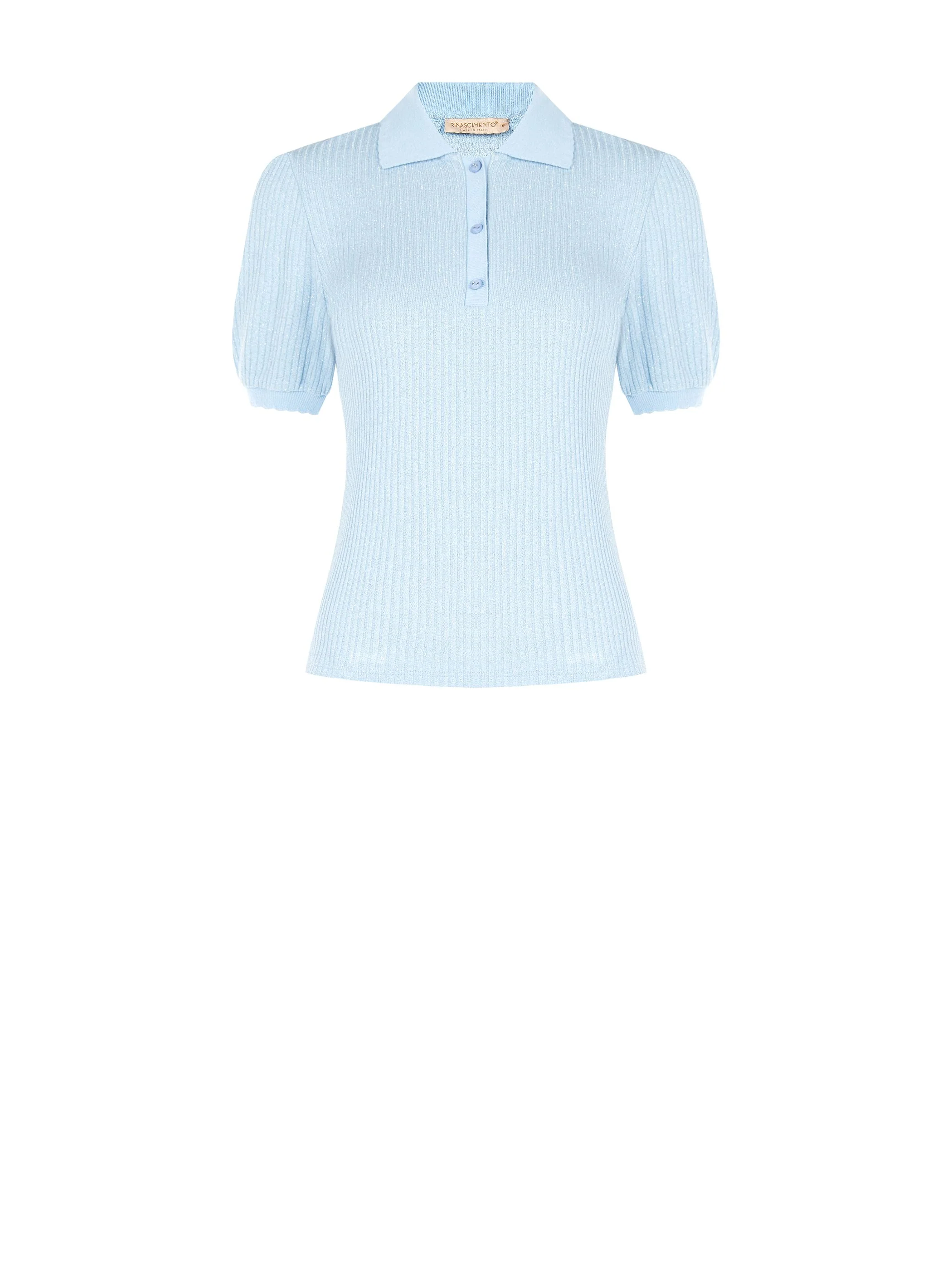 Polo azzurra in maglia a costine - Image 6
