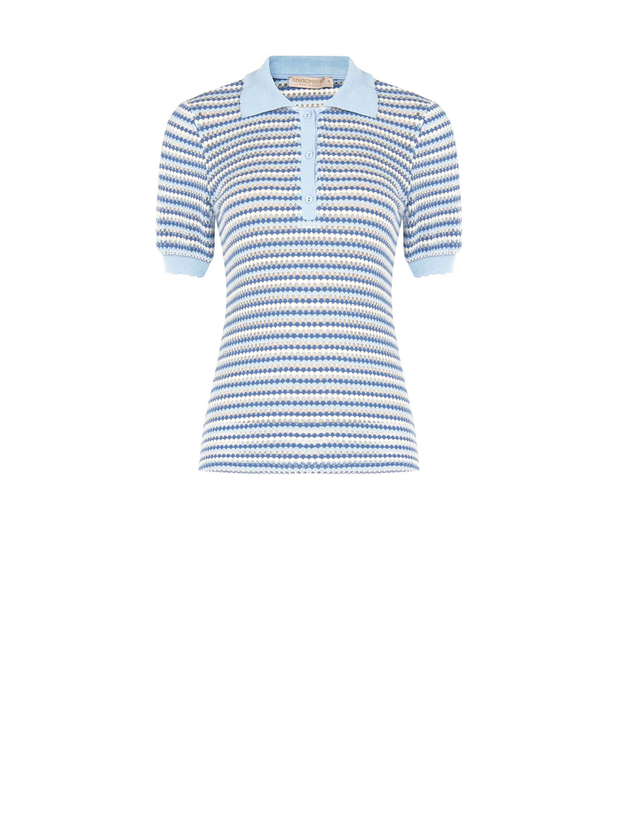 Polo in maglia azzurra a righe - Image 6
