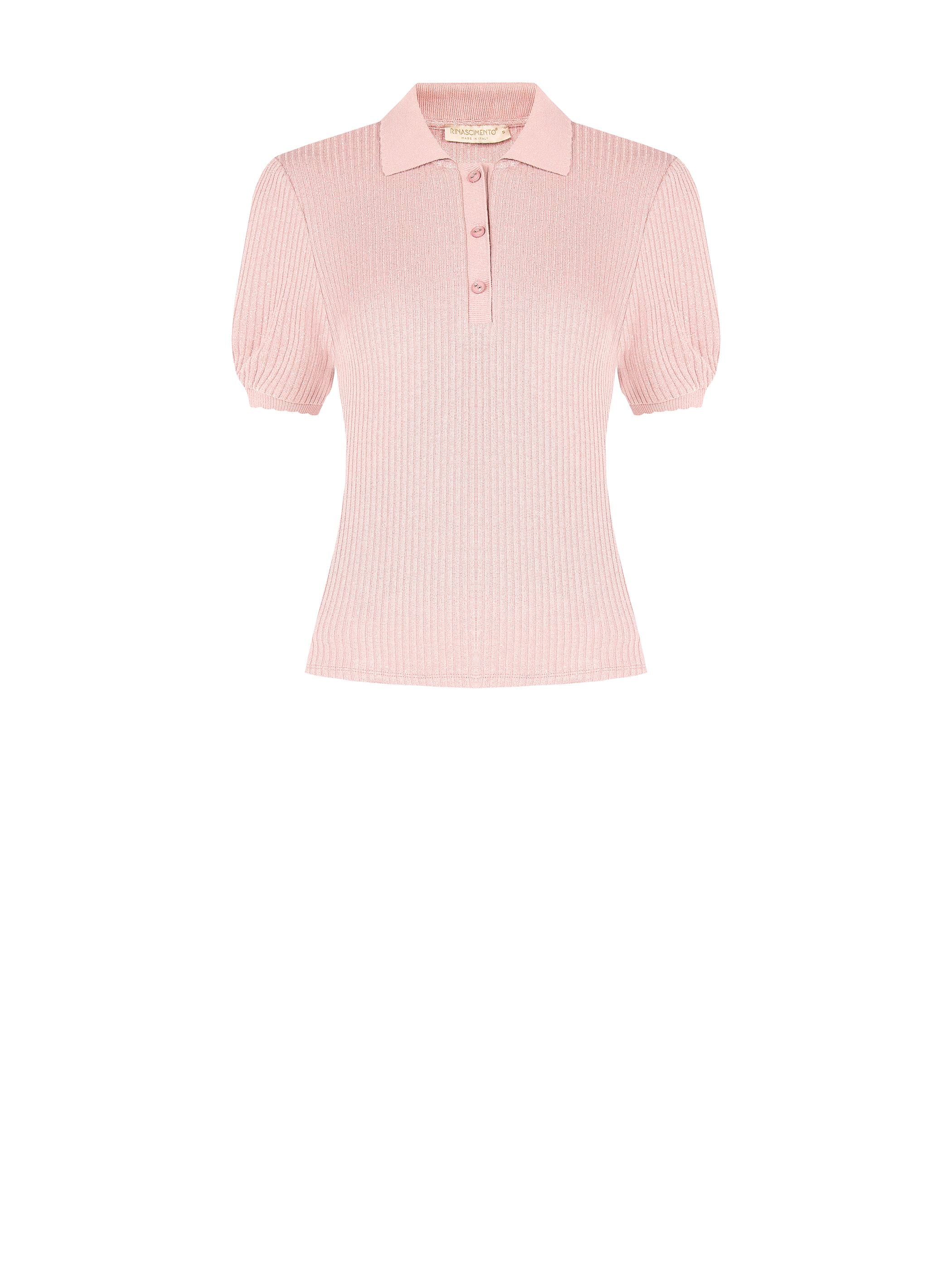 Polo in maglia rosa con lavorazione a costine - Image 6