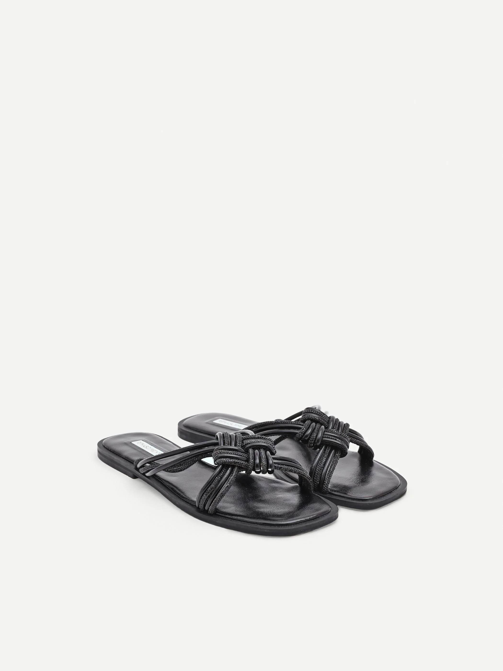 Sandali bassi neri con strass