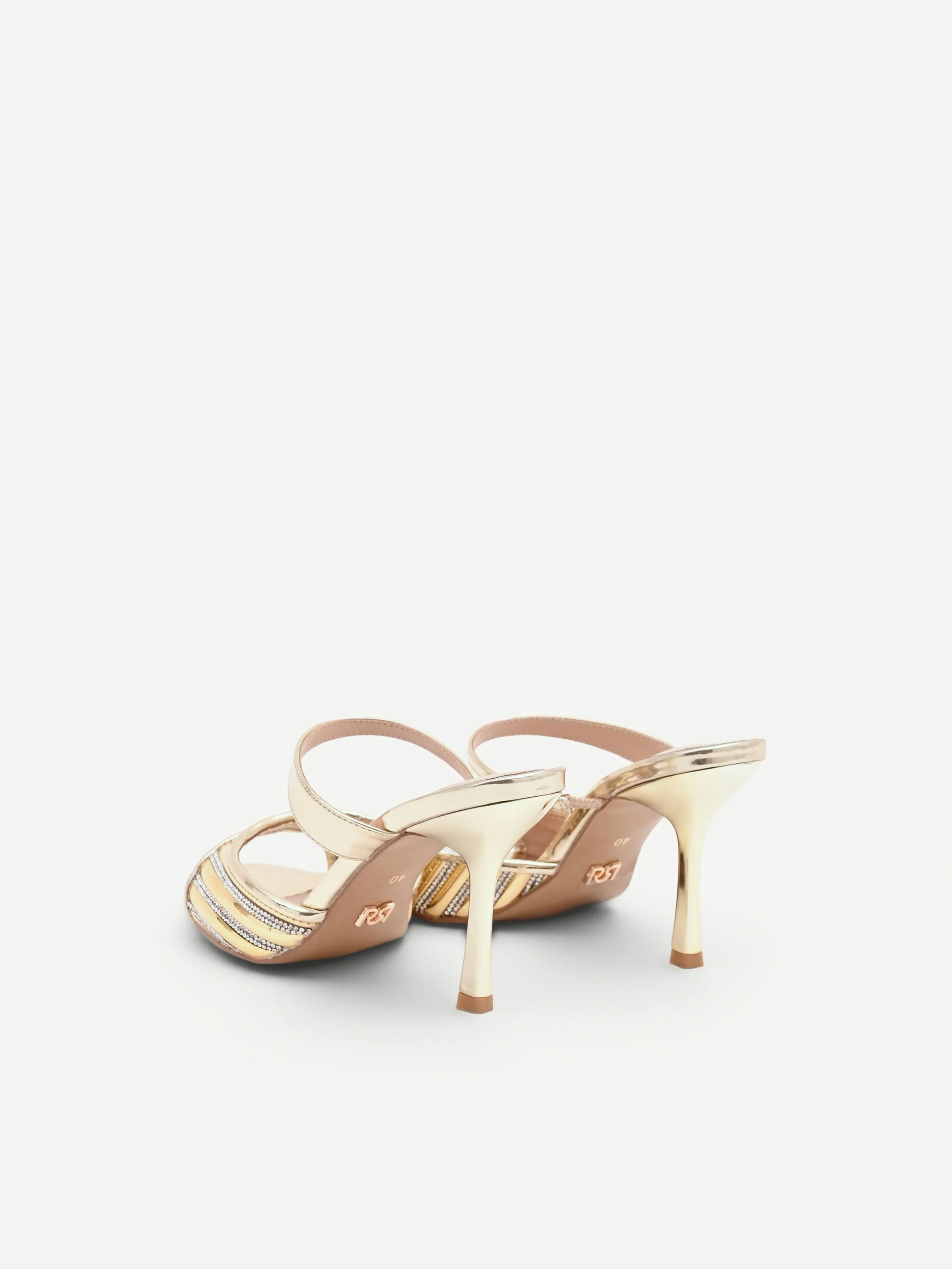 Sandalo sabot oro con fascia di strass - Image 2
