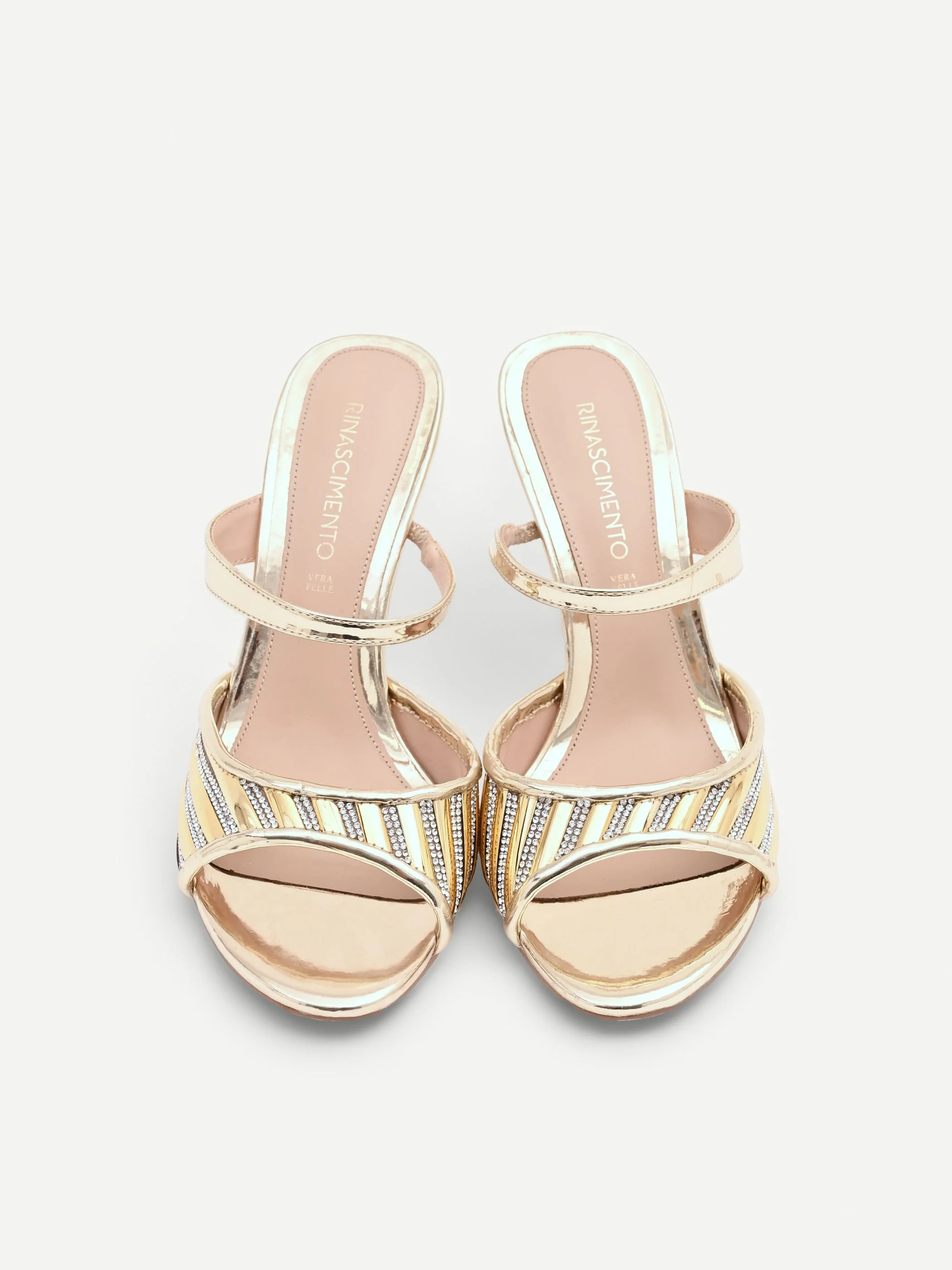 Sandalo sabot oro con fascia di strass - Image 3
