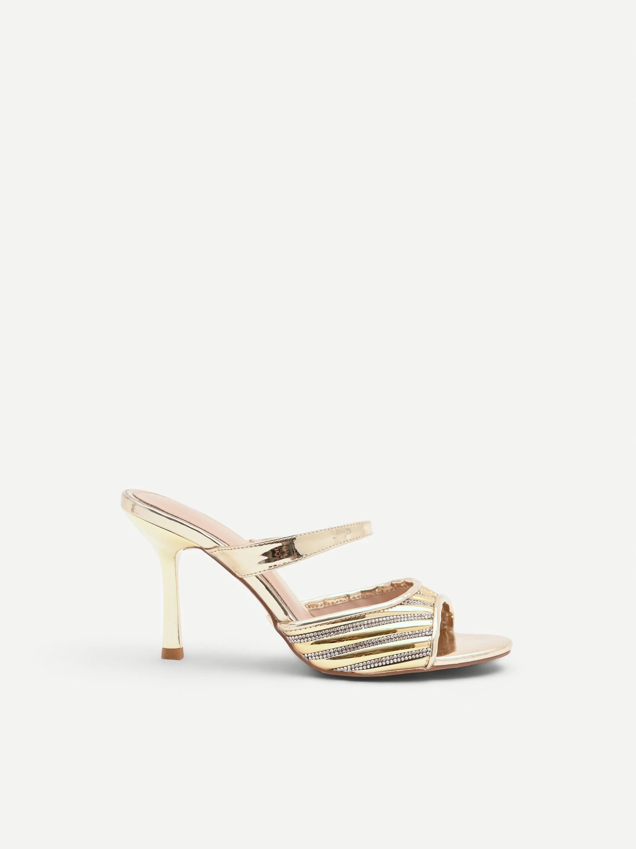 Sandalo sabot oro con fascia di strass - Image 4