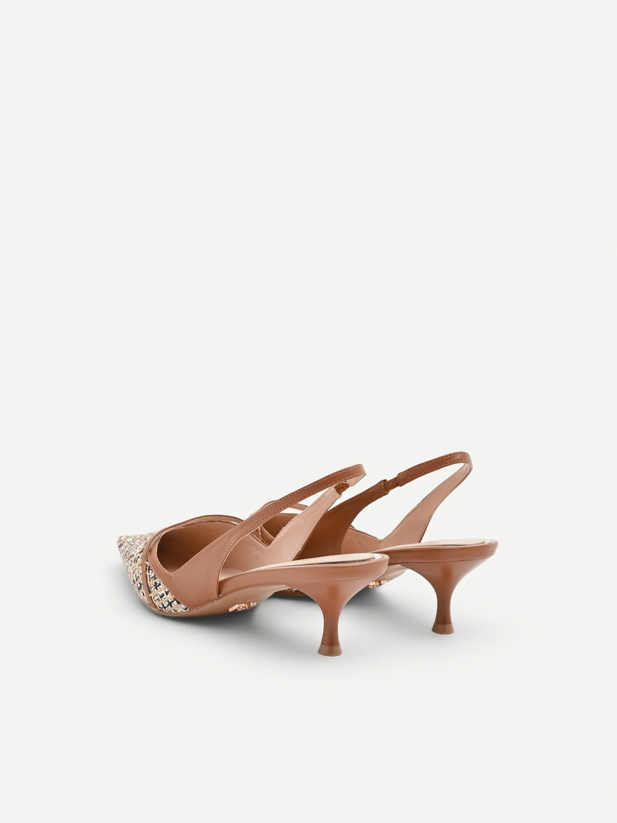 Slingback marrone cuoio con intreccio e paillettes - Image 3