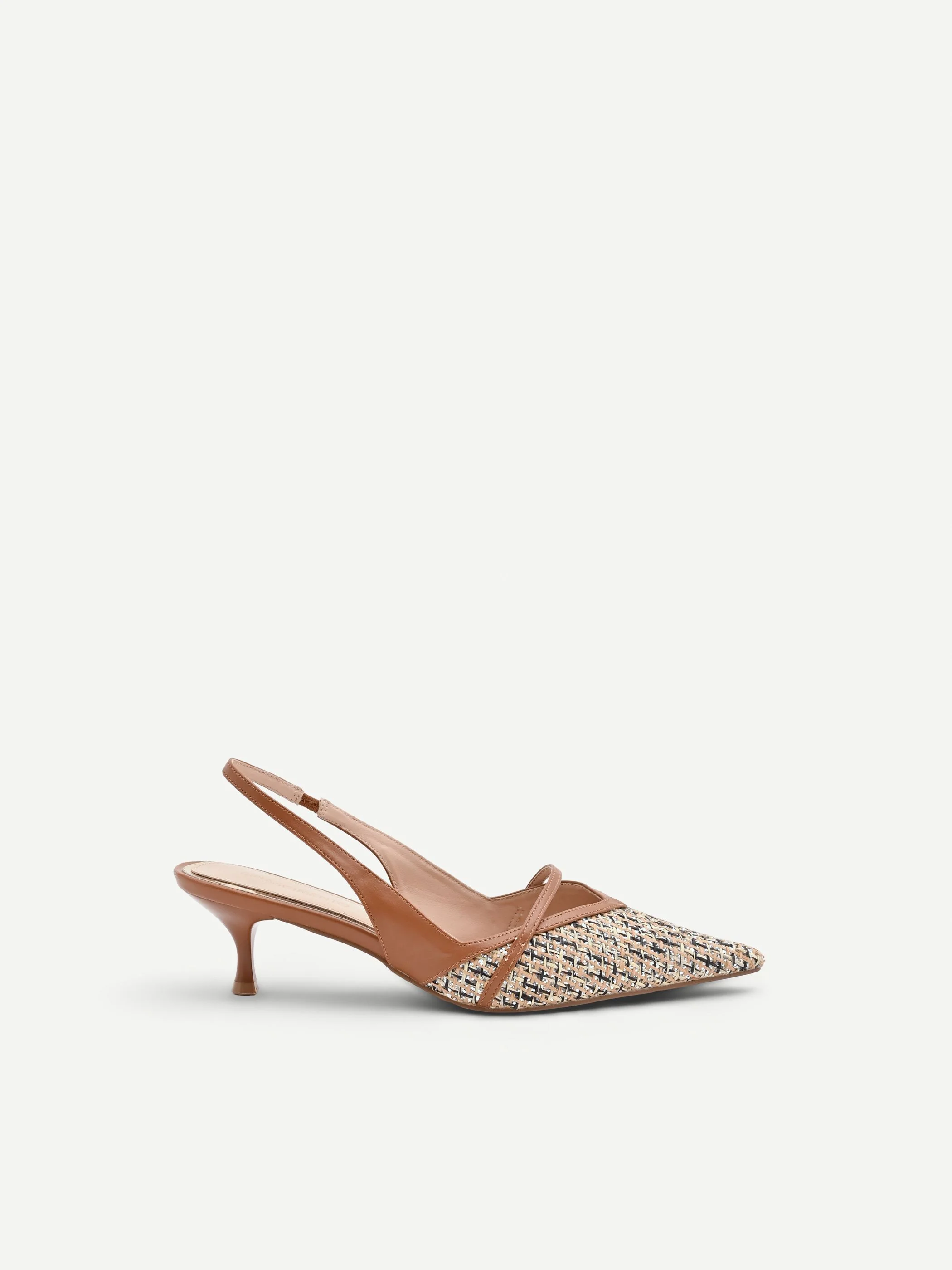 Slingback marrone cuoio con intreccio e paillettes - Image 5