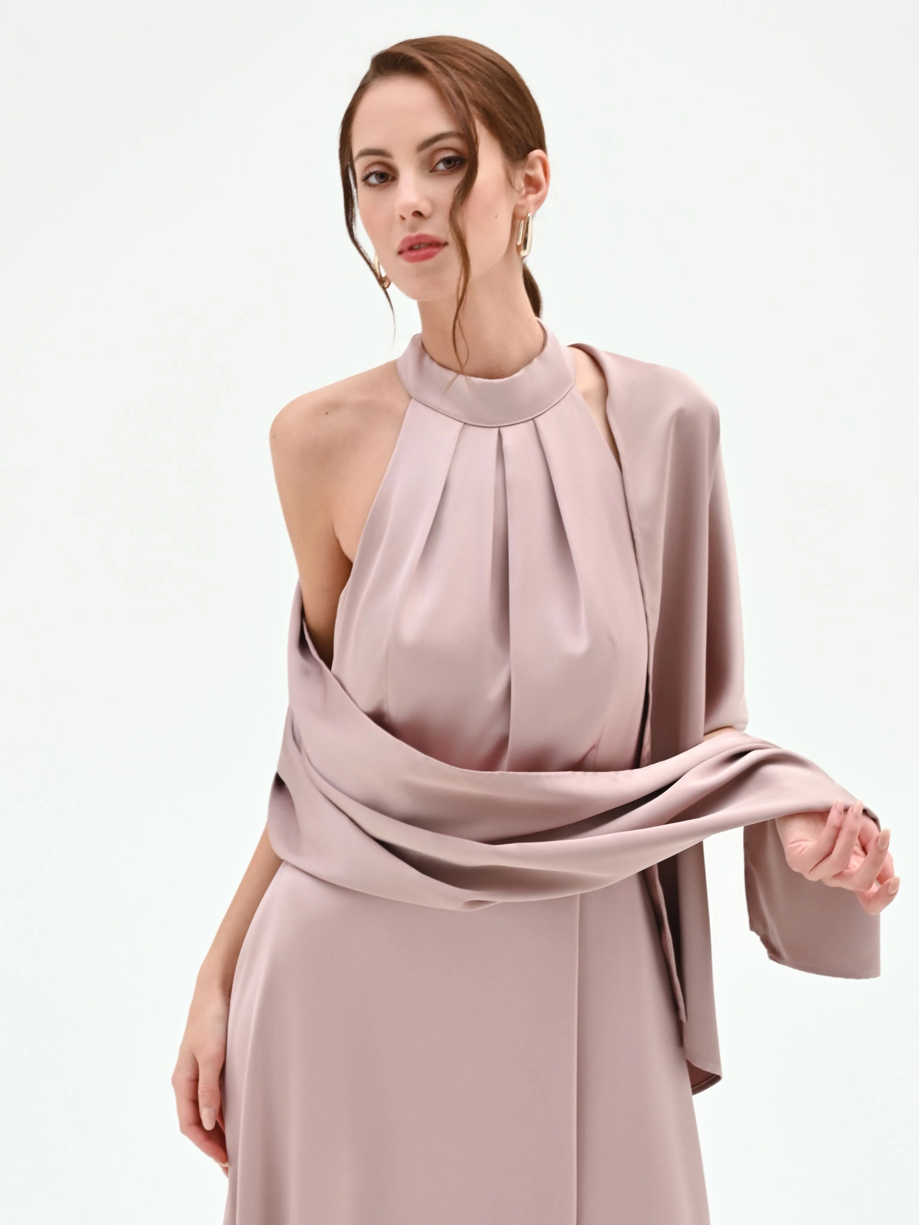 Stola atelier in raso rosa blush - Image 3