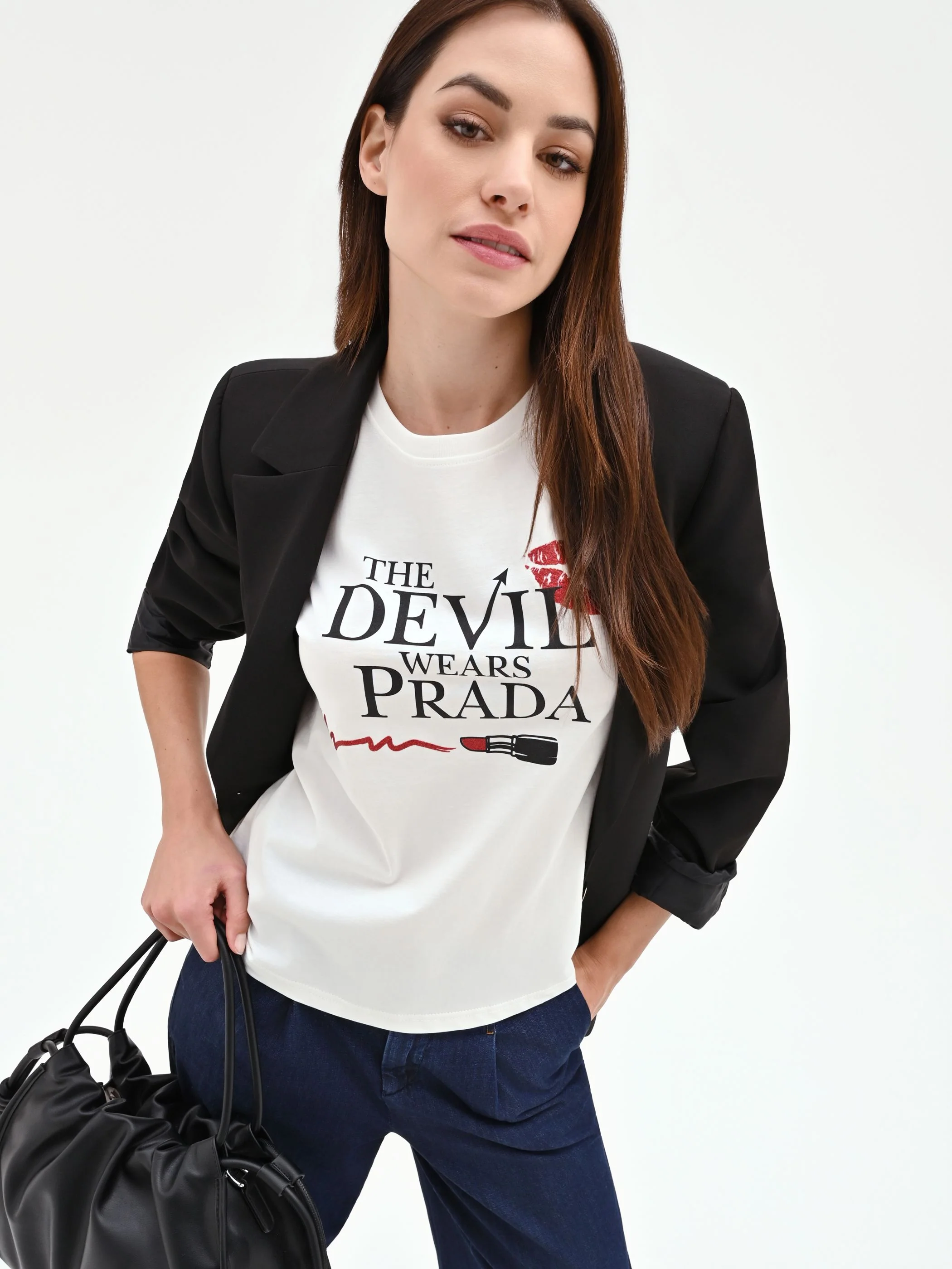 T-shirt in cotone 'The Devil Wears Prada' stampa rossetto - Image 7