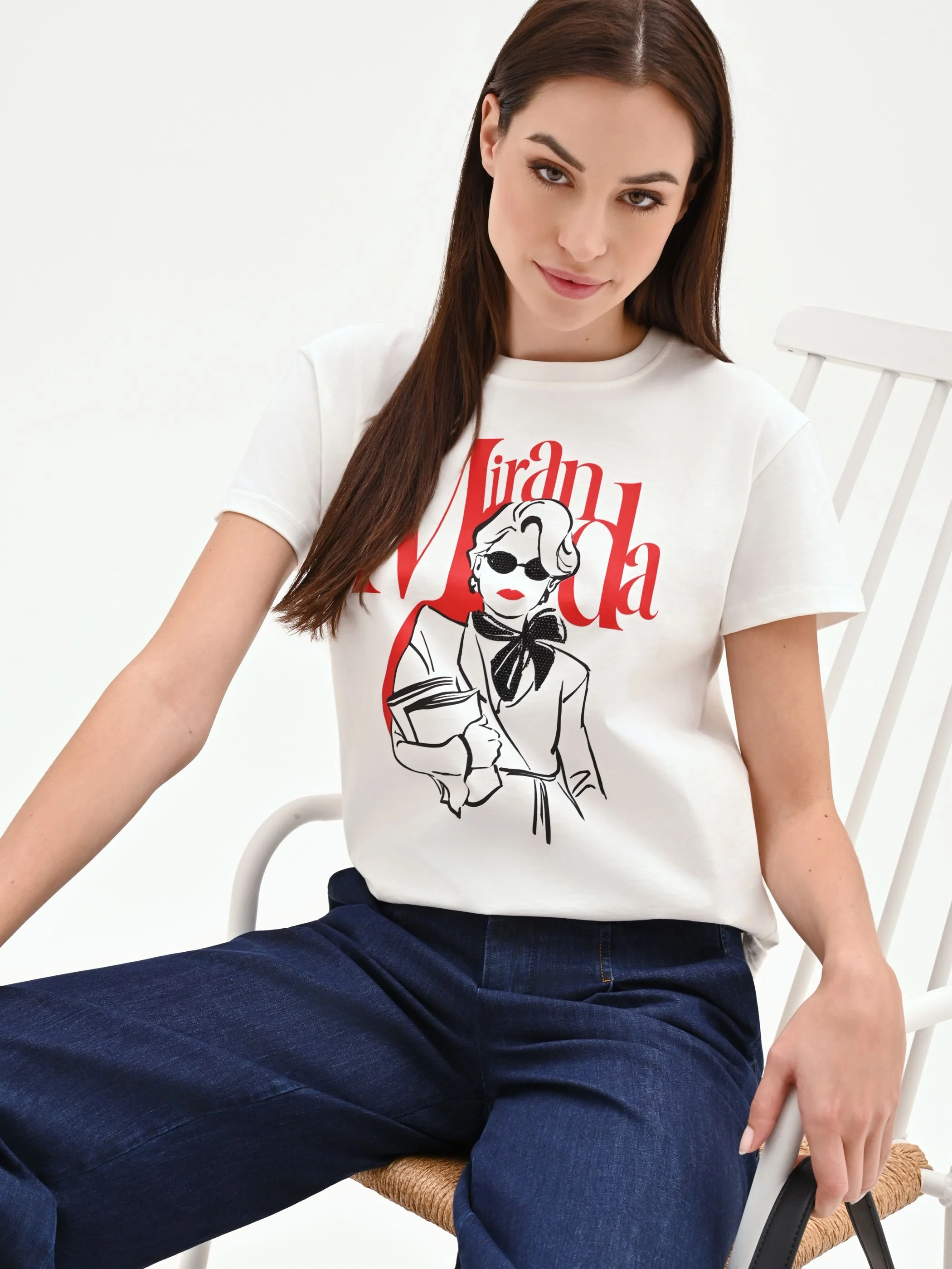 T-shirt 'Miranda: The Devil Wears Prada' bianca in cotone - Image 7