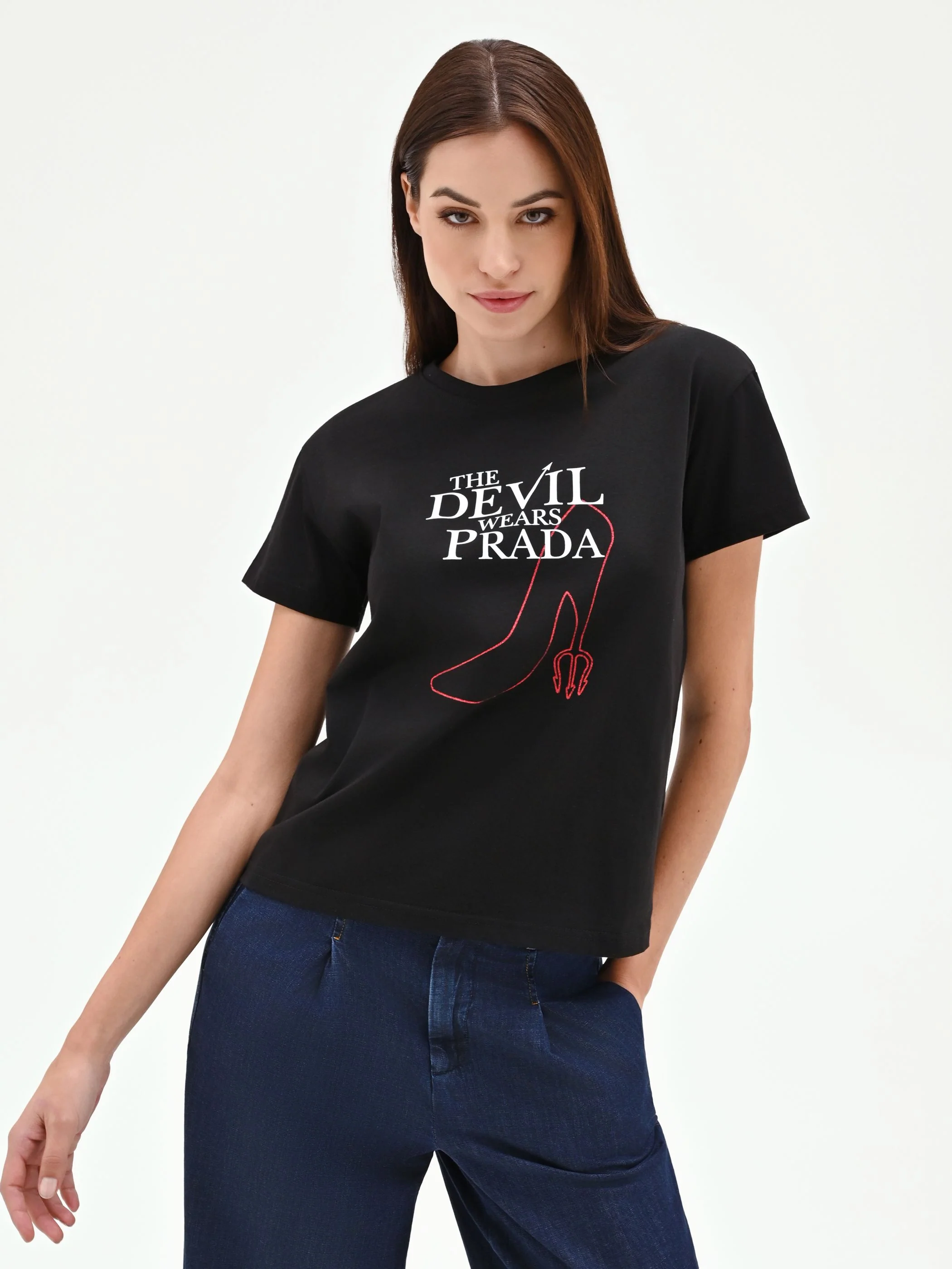 T-shirt nera 'The Devil Wears Prada' in cotone - Image 2
