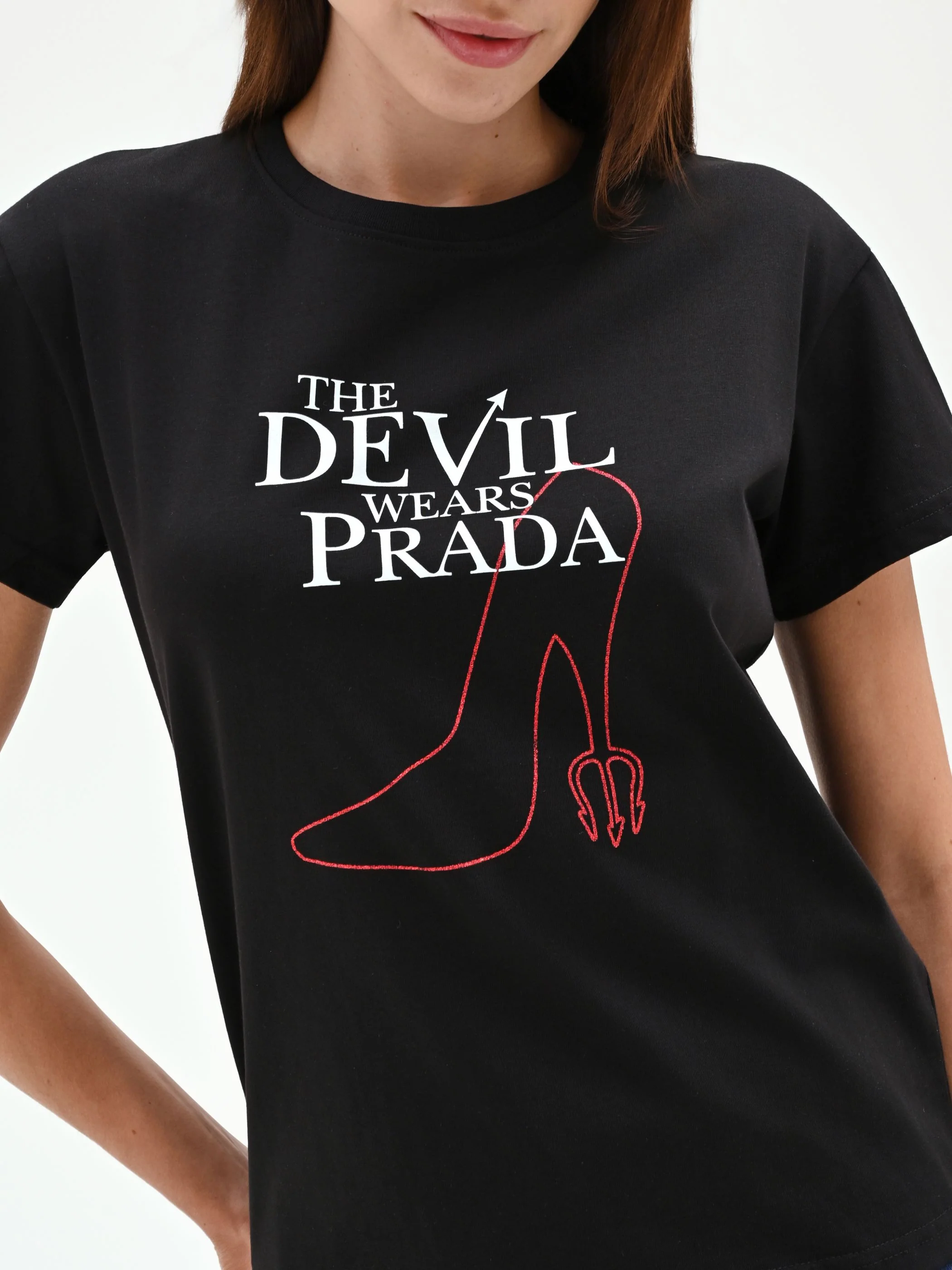 T-shirt nera 'The Devil Wears Prada' in cotone - Image 5