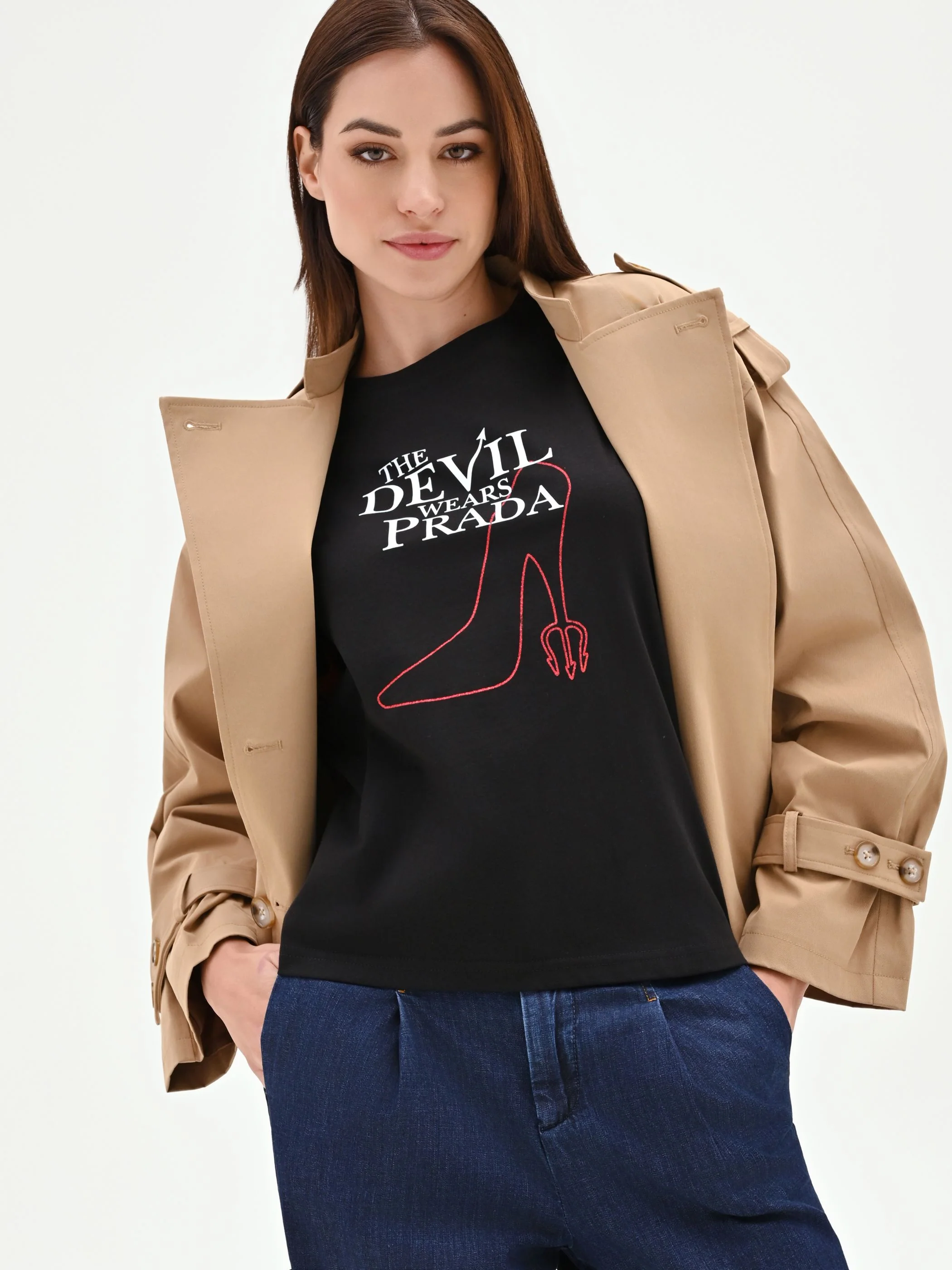 T-shirt nera 'The Devil Wears Prada' in cotone - Image 7