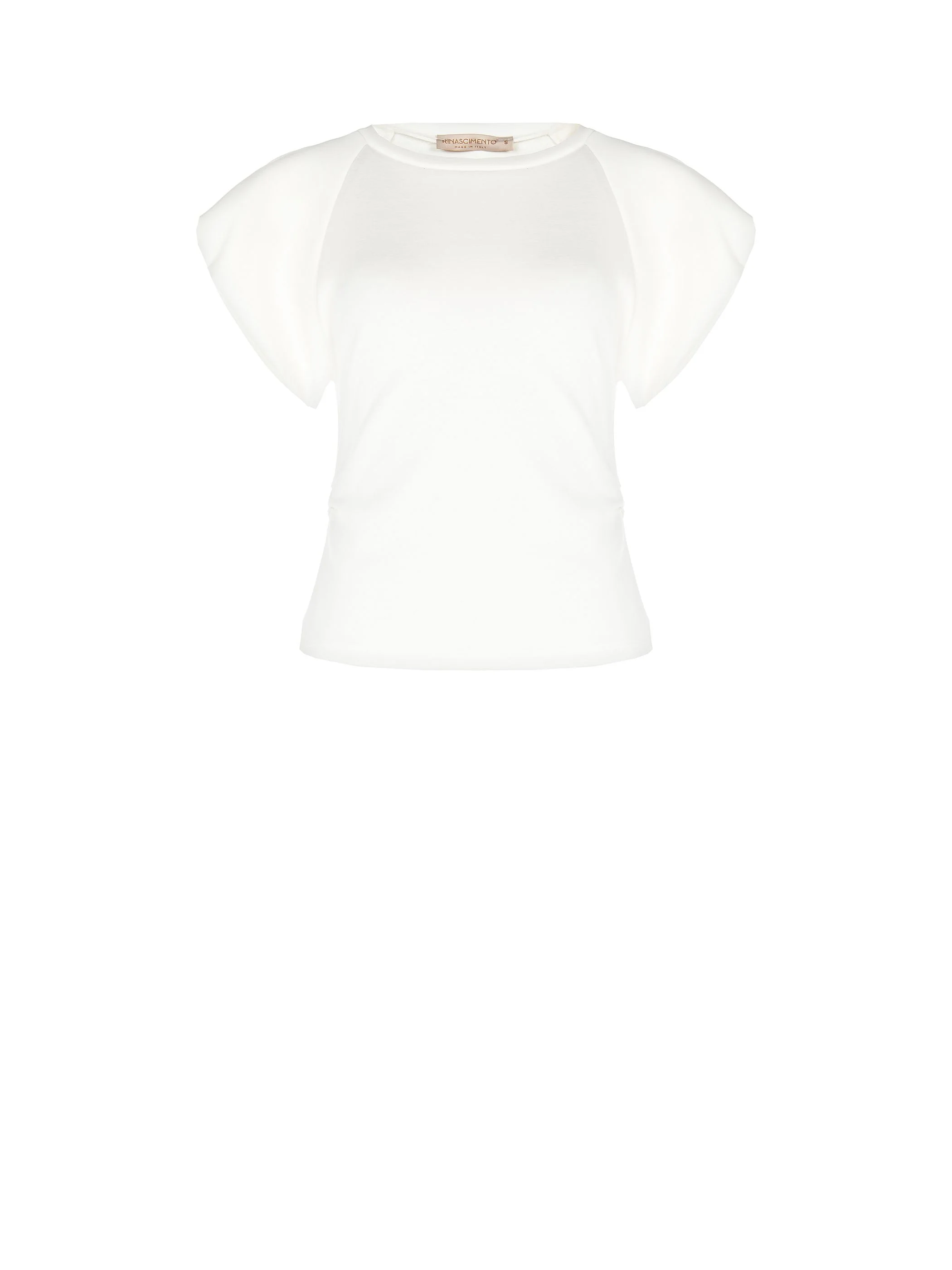 T-shirt panna bianco con maniche strutturate - Image 6