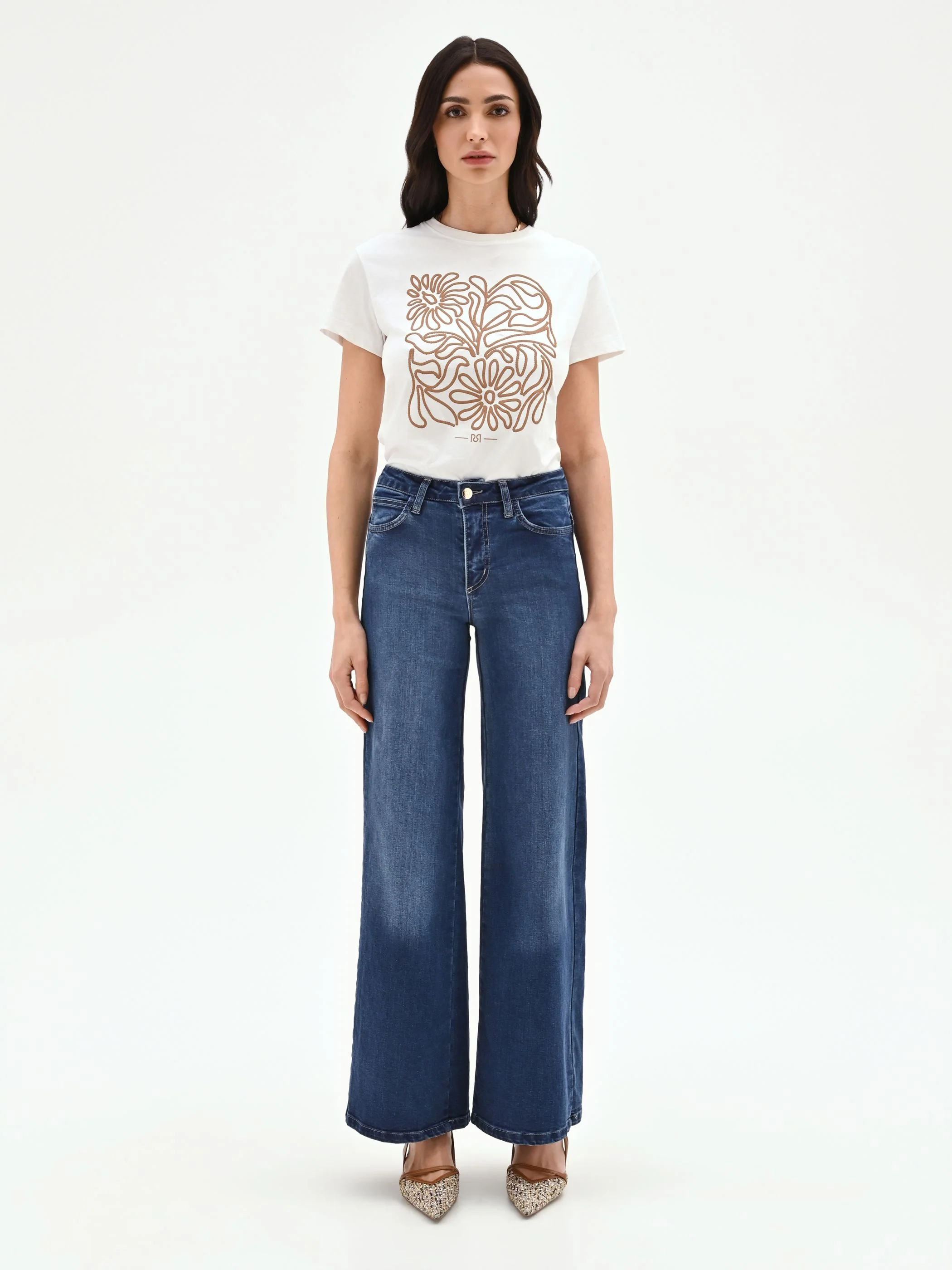 T-shirt panna con stampa grafica - Image 3