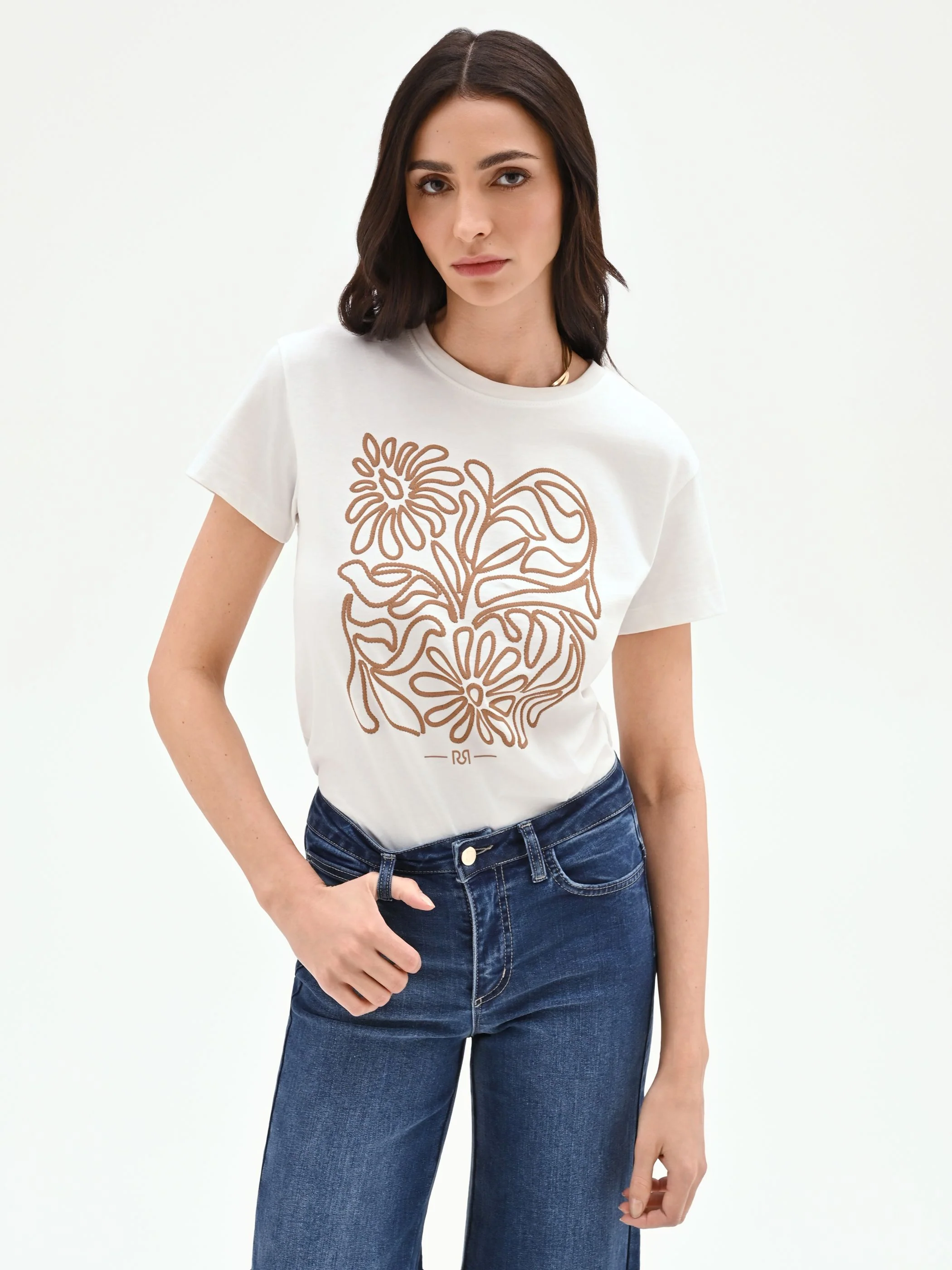 T-shirt panna con stampa grafica - Image 5