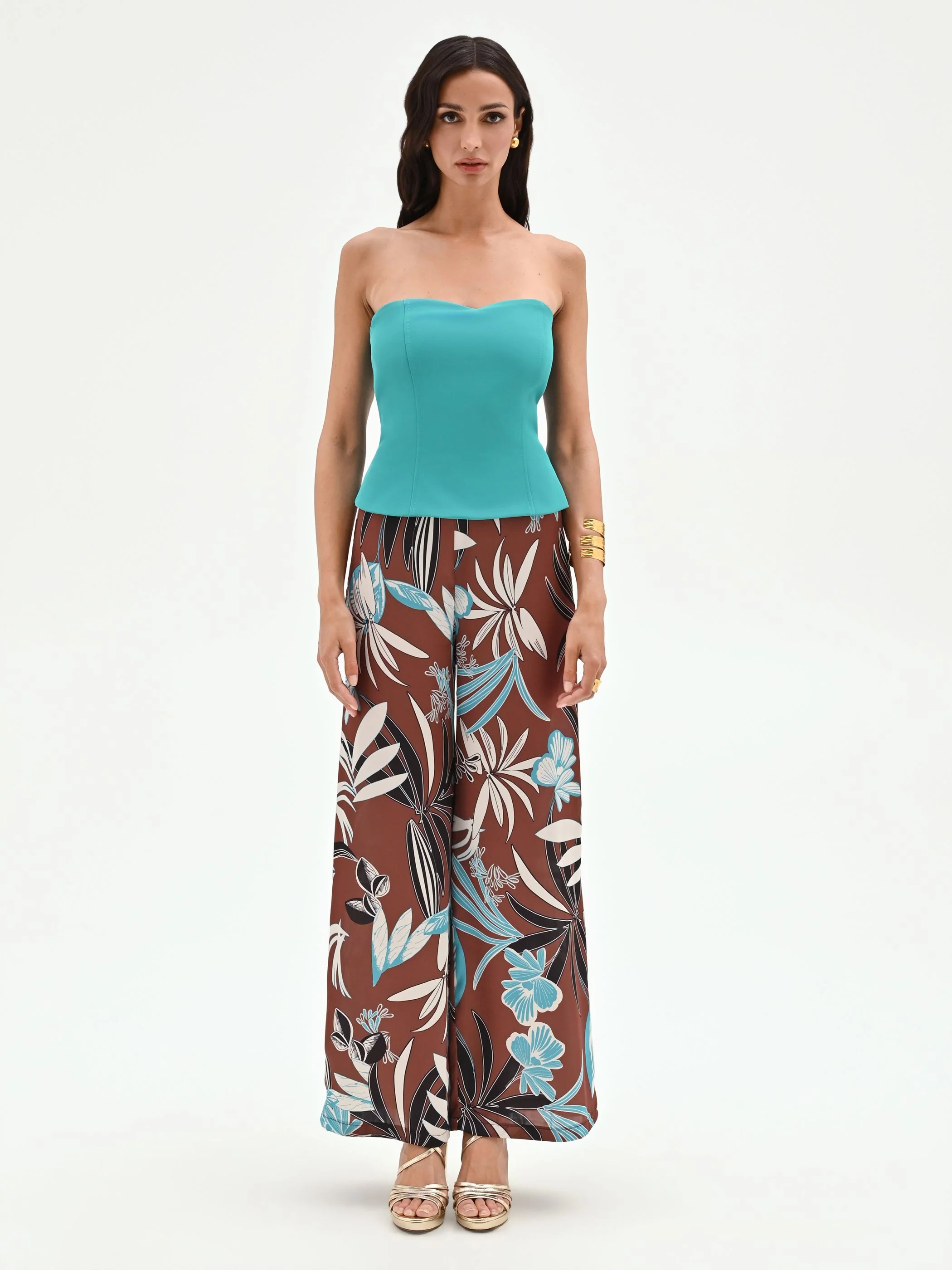 Top a bustier turchese azzurro con scollo a cuore - Image 2