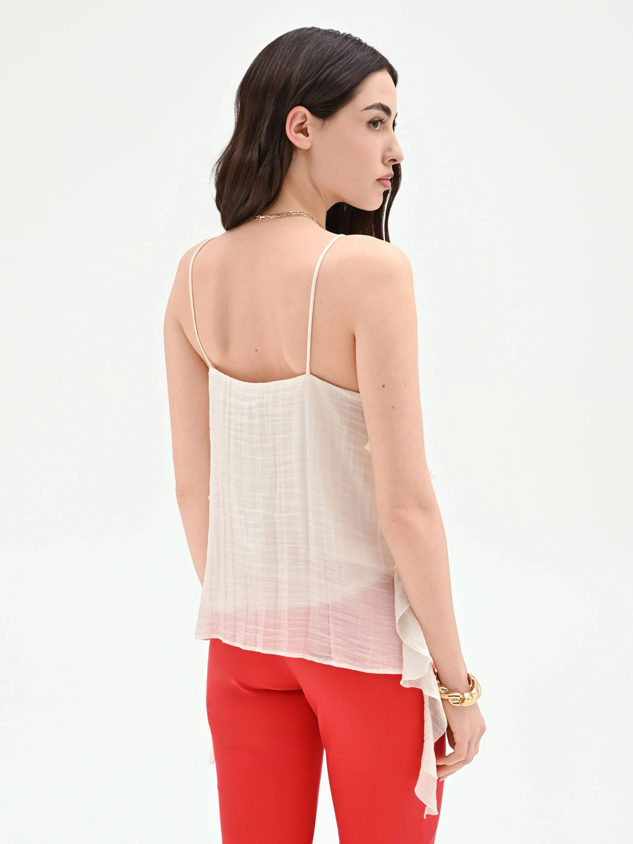Top bianco con rouches asimmetriche - Image 5