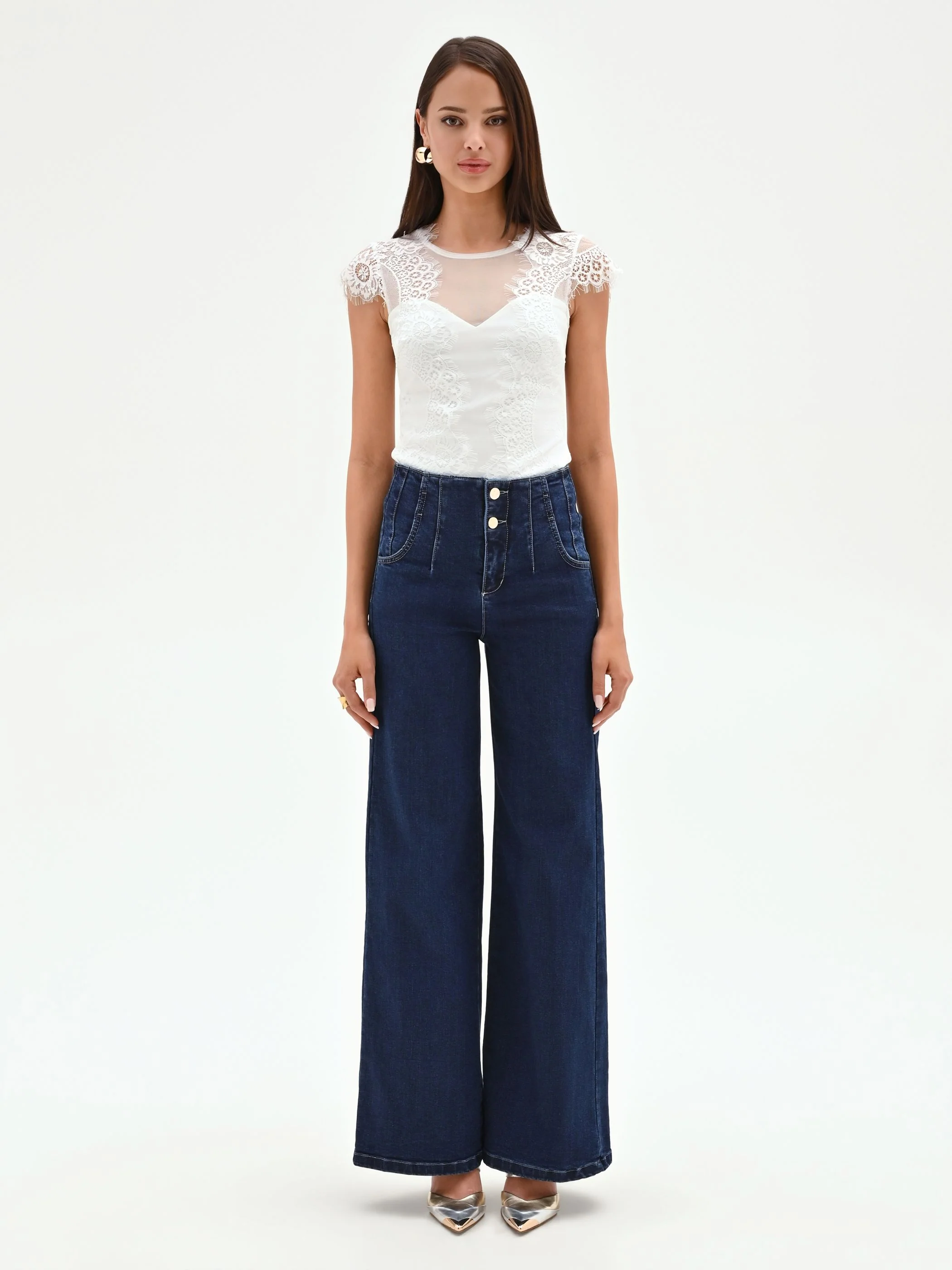 Top body avorio con inserti in pizzo e tulle - Image 4