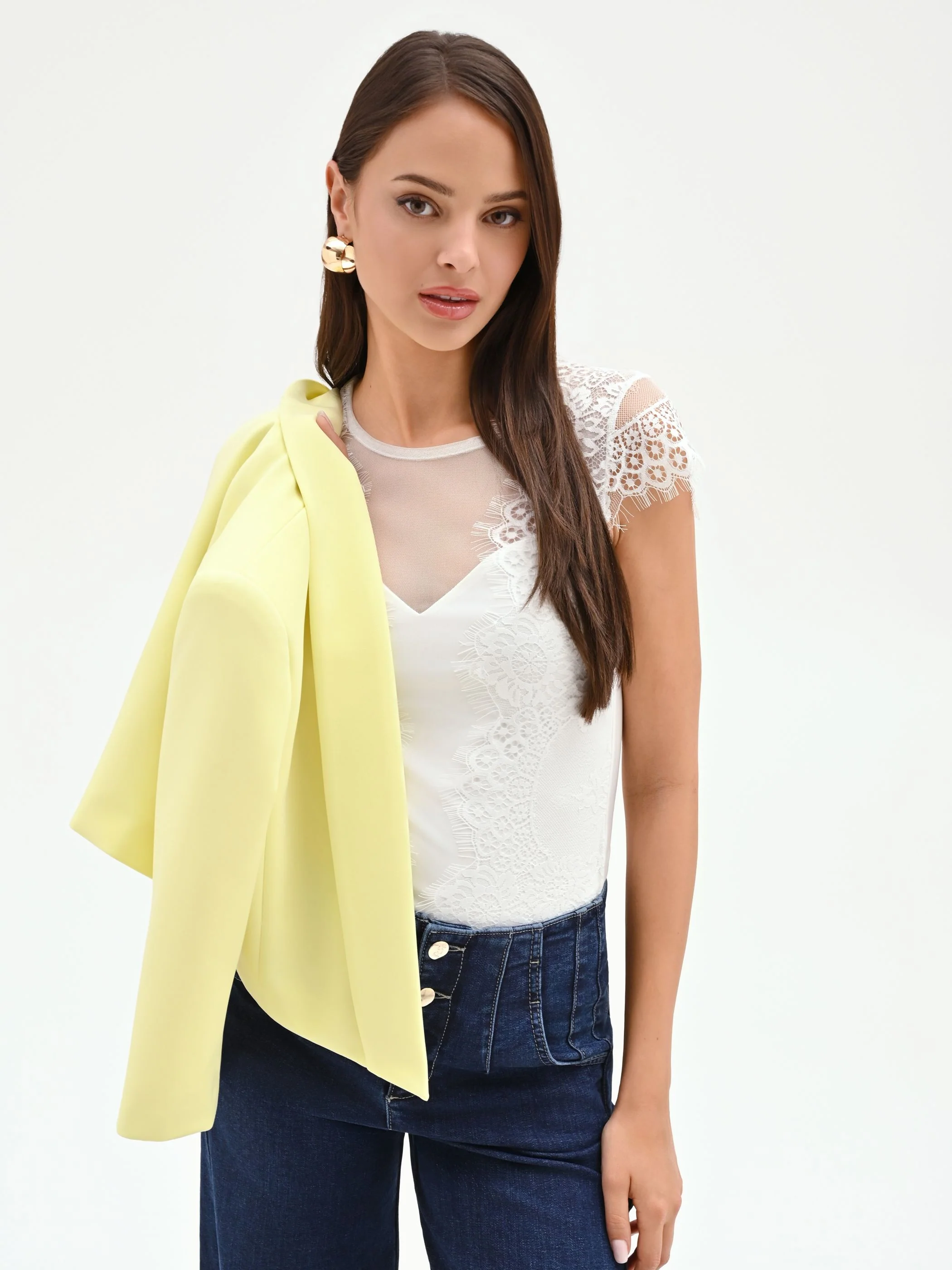 Top body avorio con inserti in pizzo e tulle - Image 7
