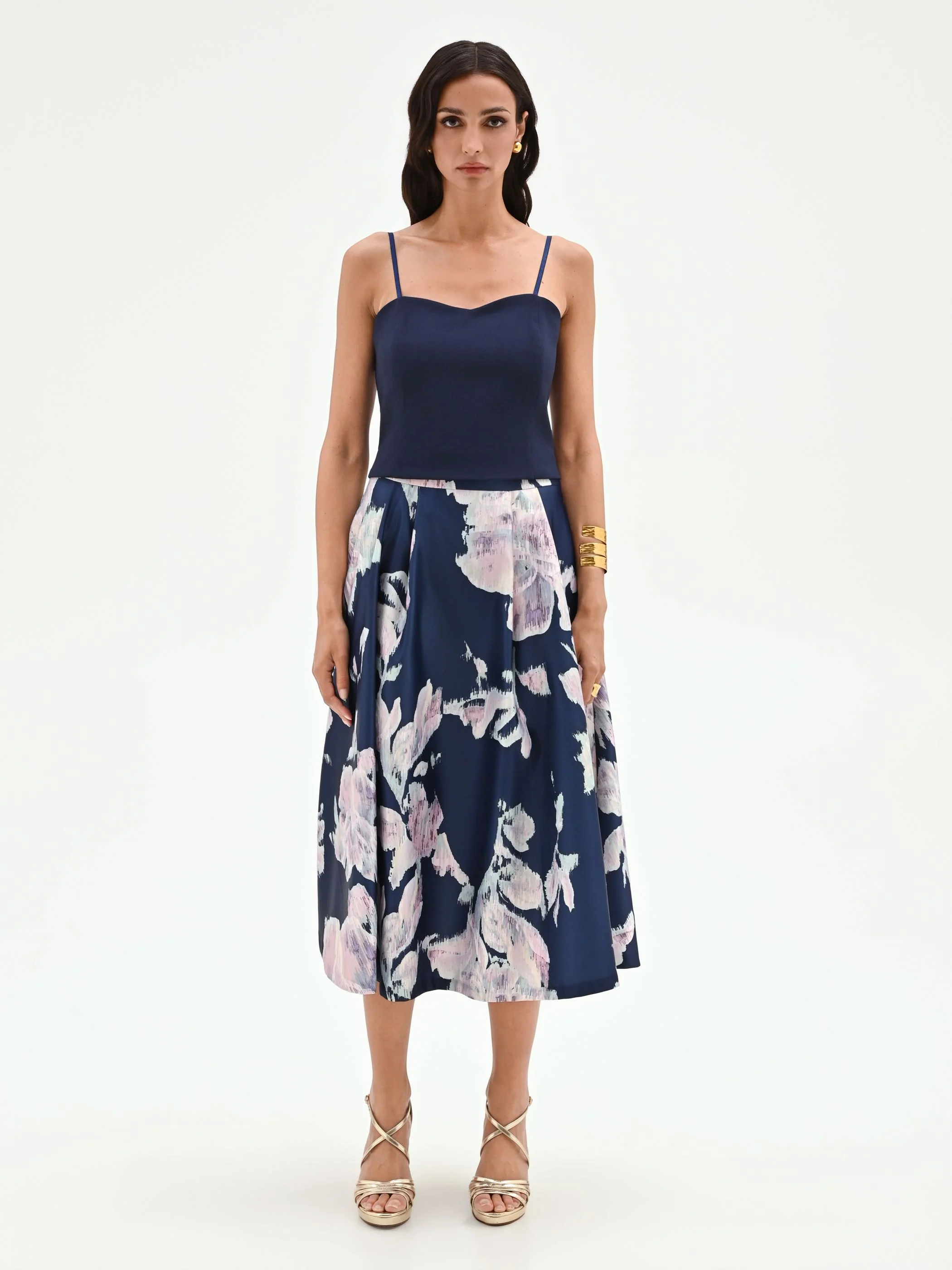 Top bustier blu con scollo a cuore