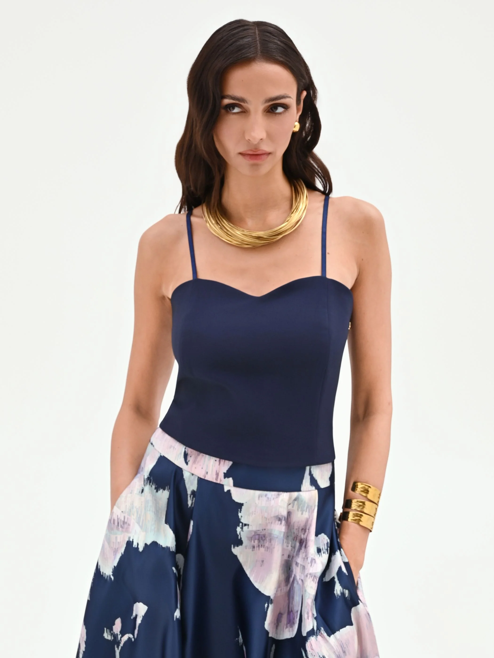 Top bustier blu con scollo a cuore - Image 5