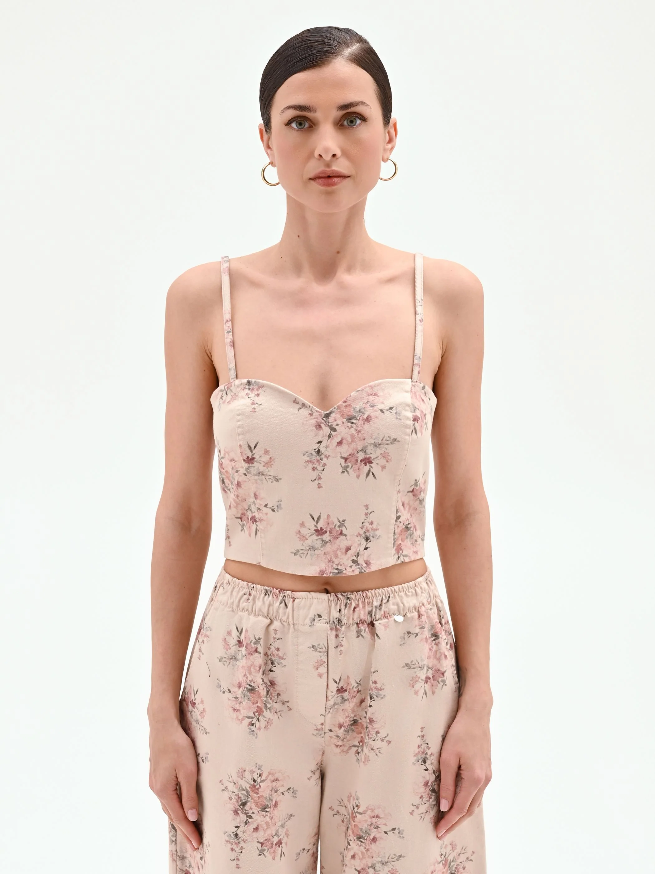 Top bustier in denim stampa floreale - Image 4