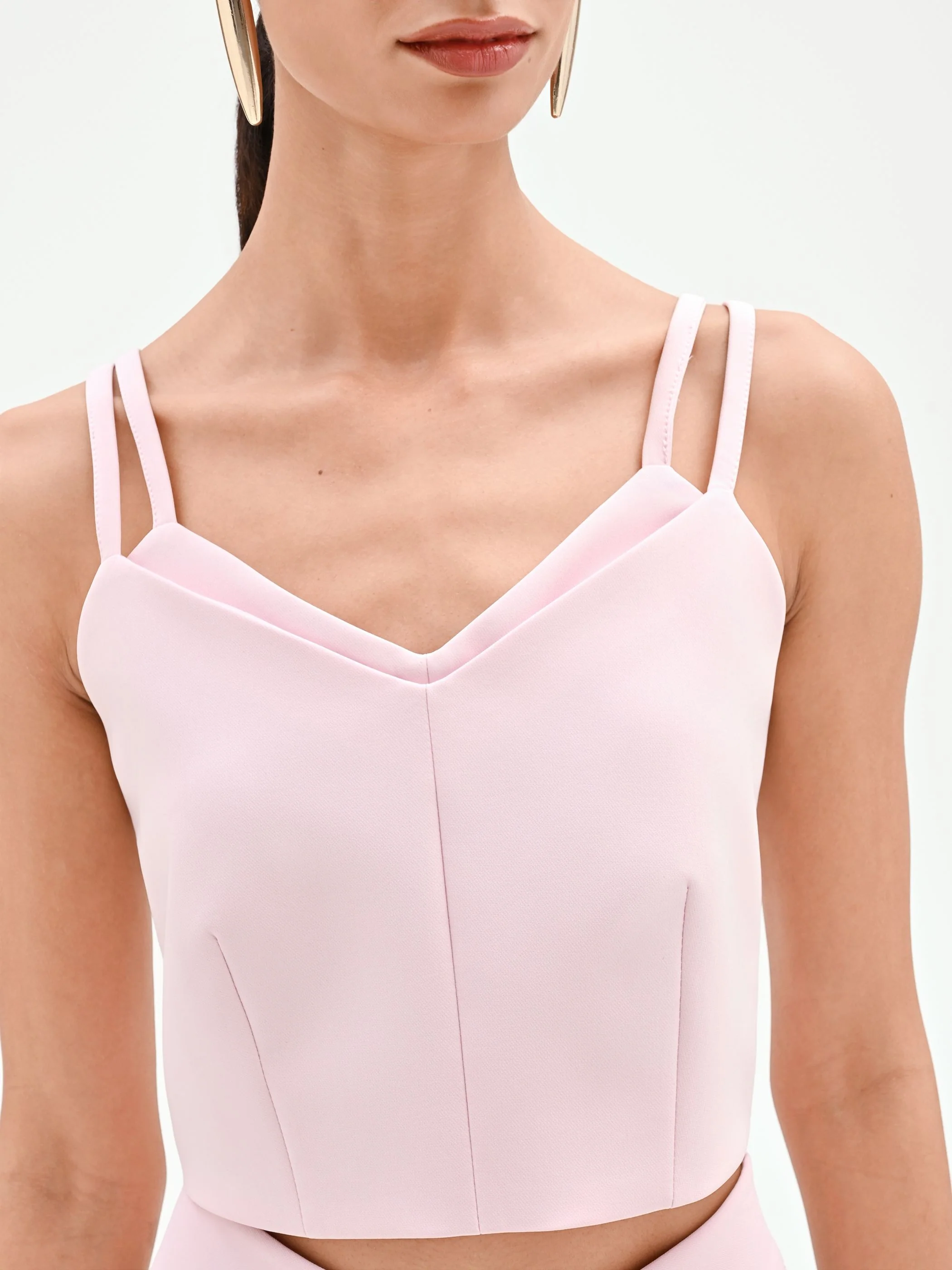 Top corto rosa pastello con doppie spalline - Image 4