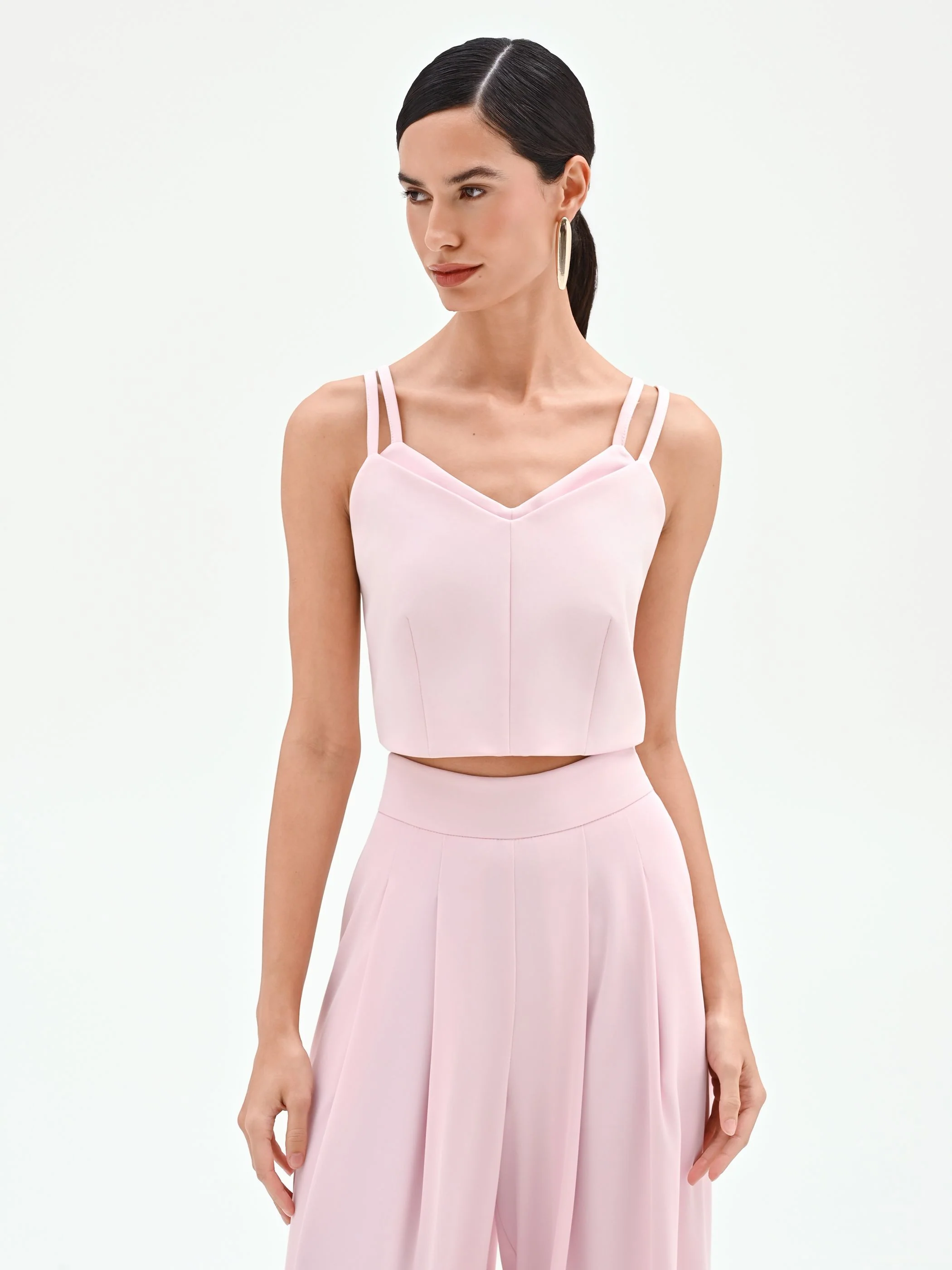 Top corto rosa pastello con doppie spalline - Image 5
