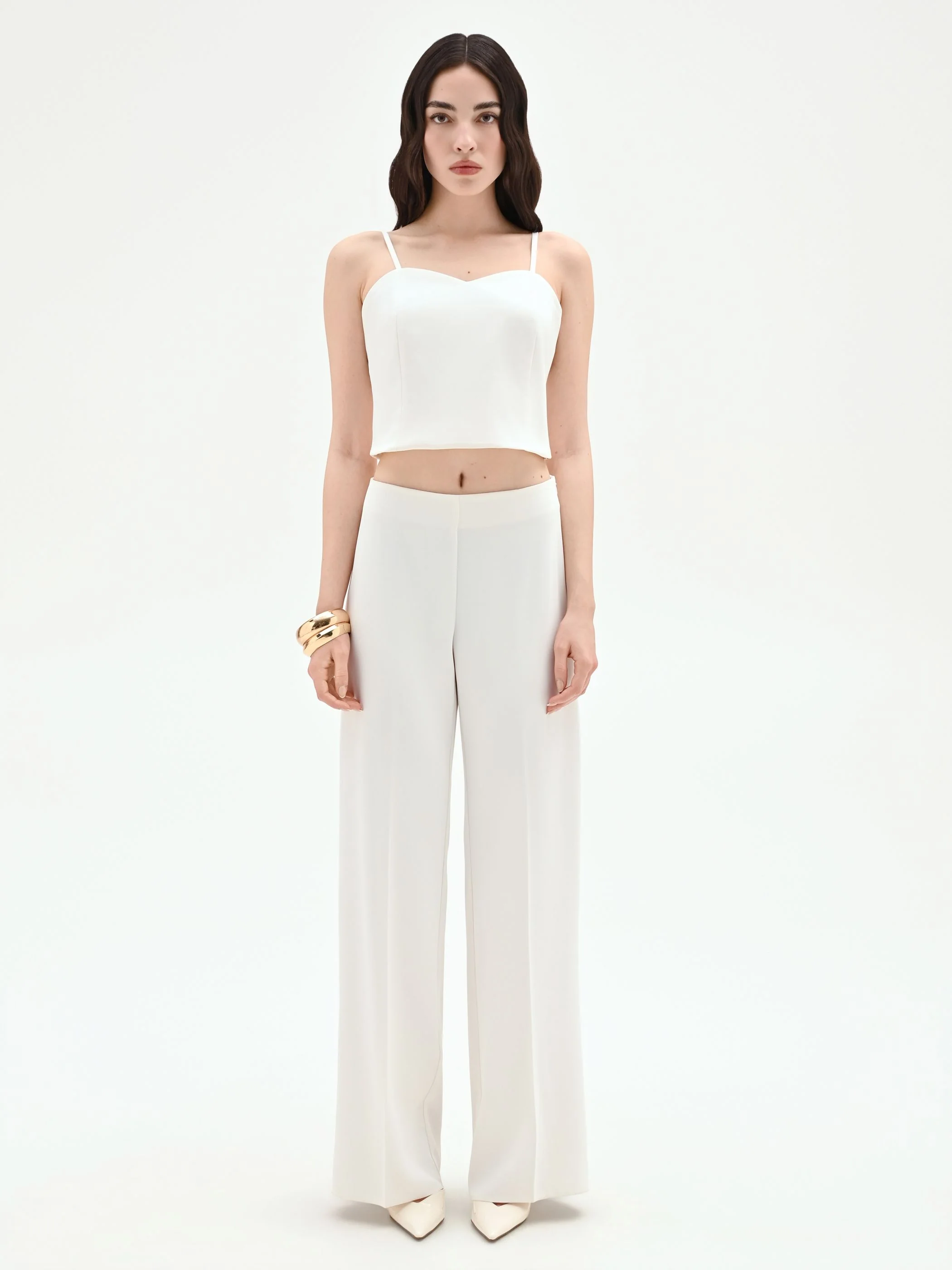 Top cropped bianco con scollo a cuore - Image 3