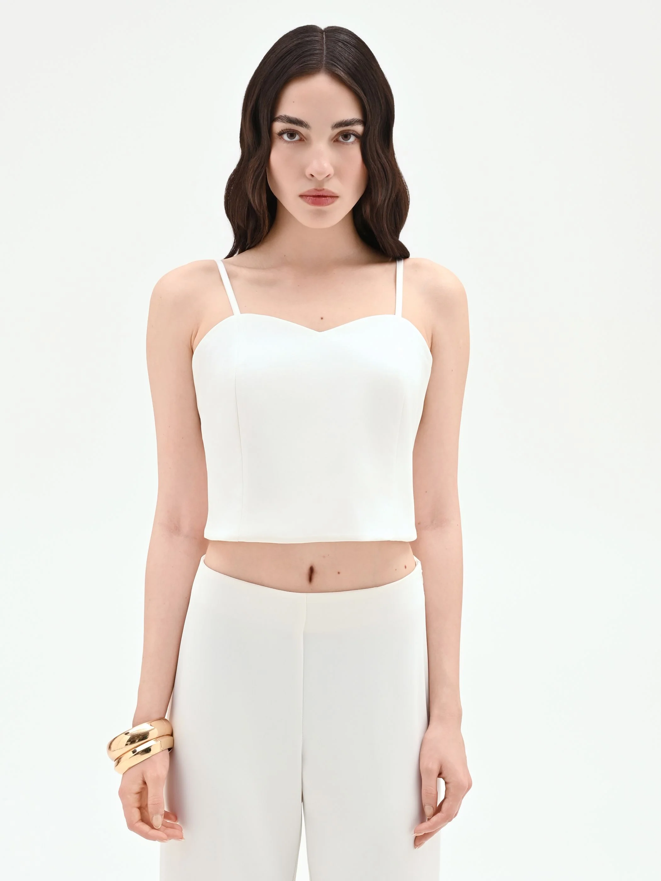Top cropped bianco con scollo a cuore - Image 5