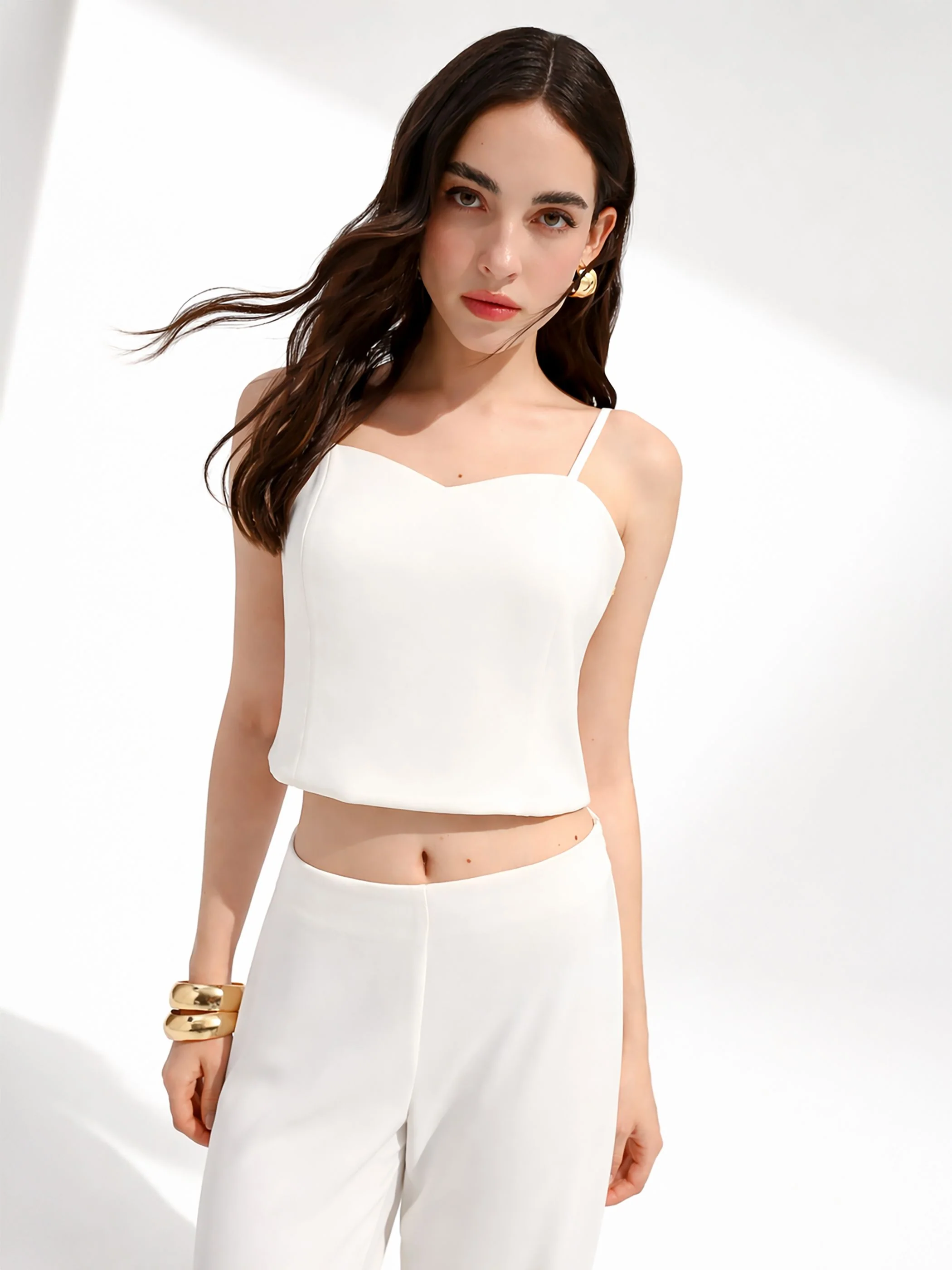 Top cropped bianco con scollo a cuore - Image 6