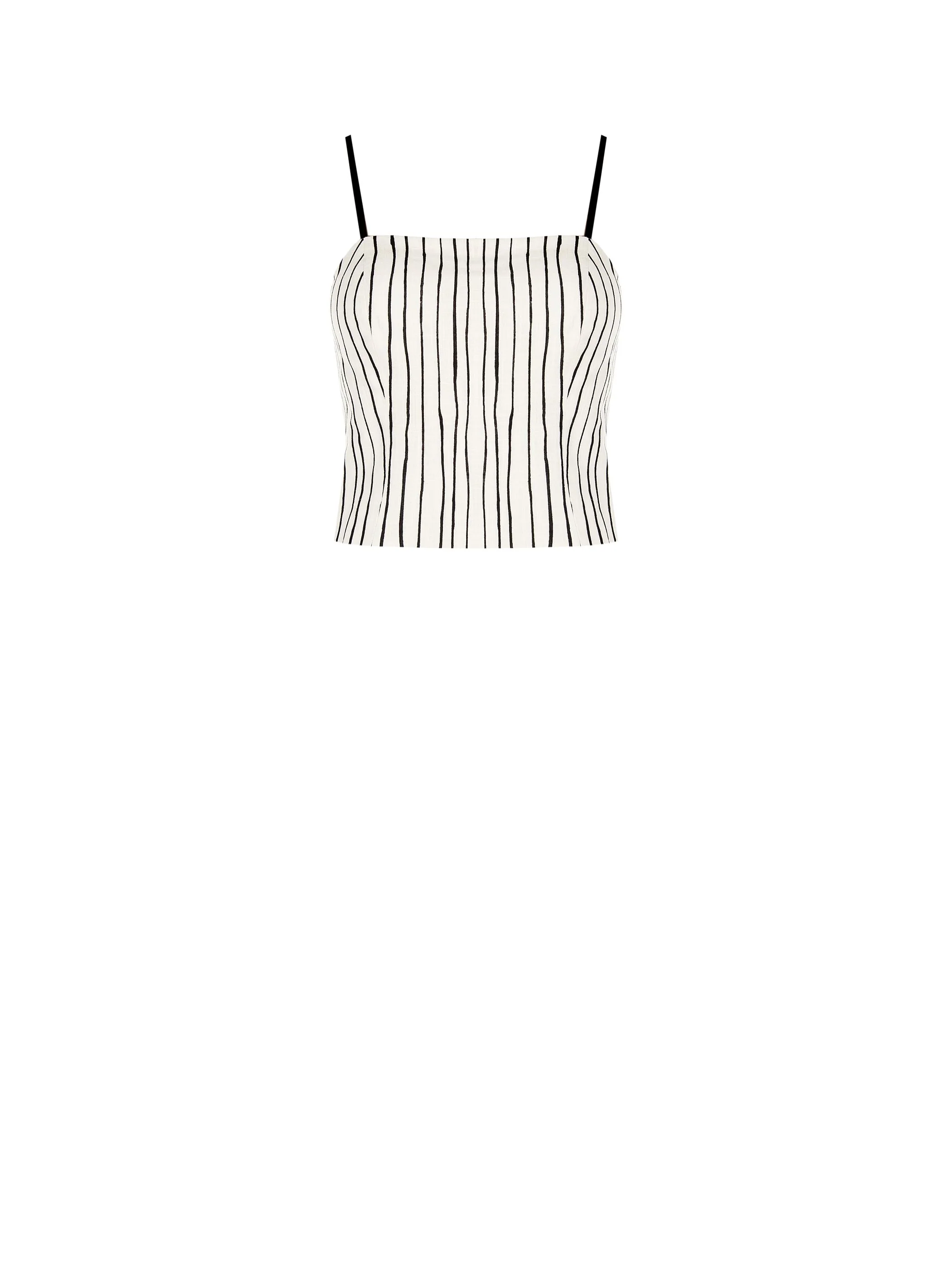 Top in lino panna con fantasia a righe - Image 6