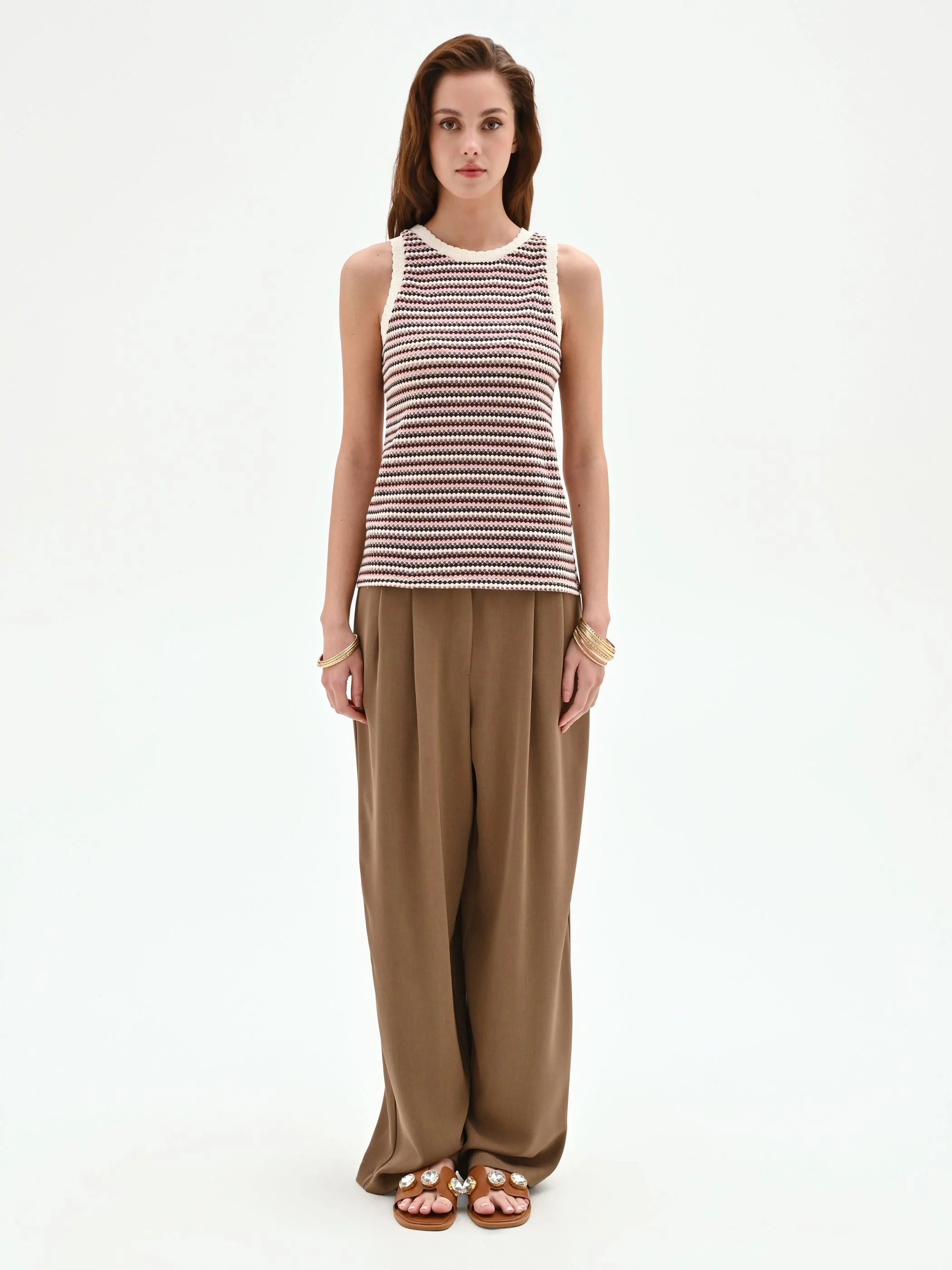 Top in maglia a righe color cioccolato - Image 4