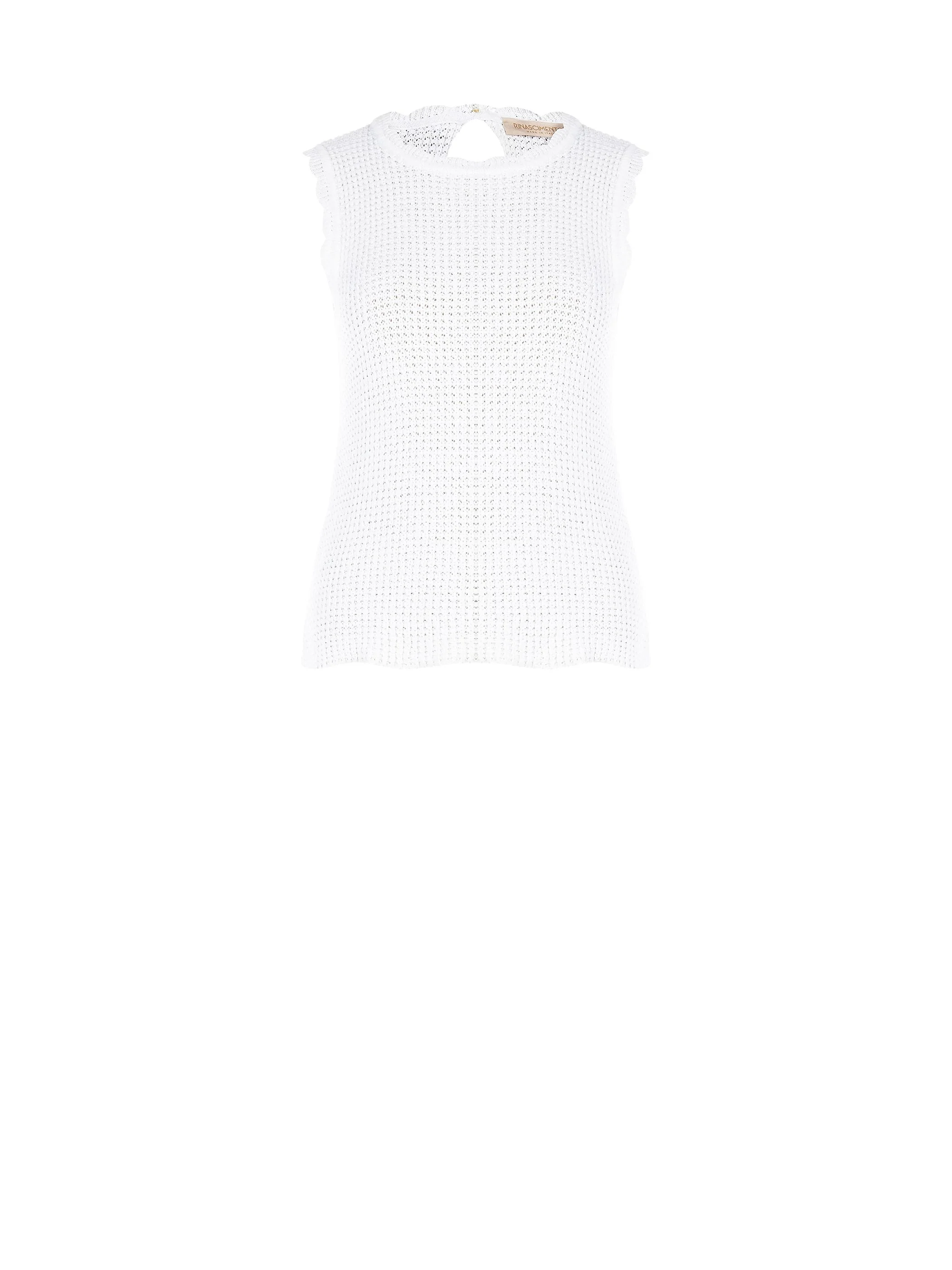 Top in maglia bianca con orli smerlati - Image 6