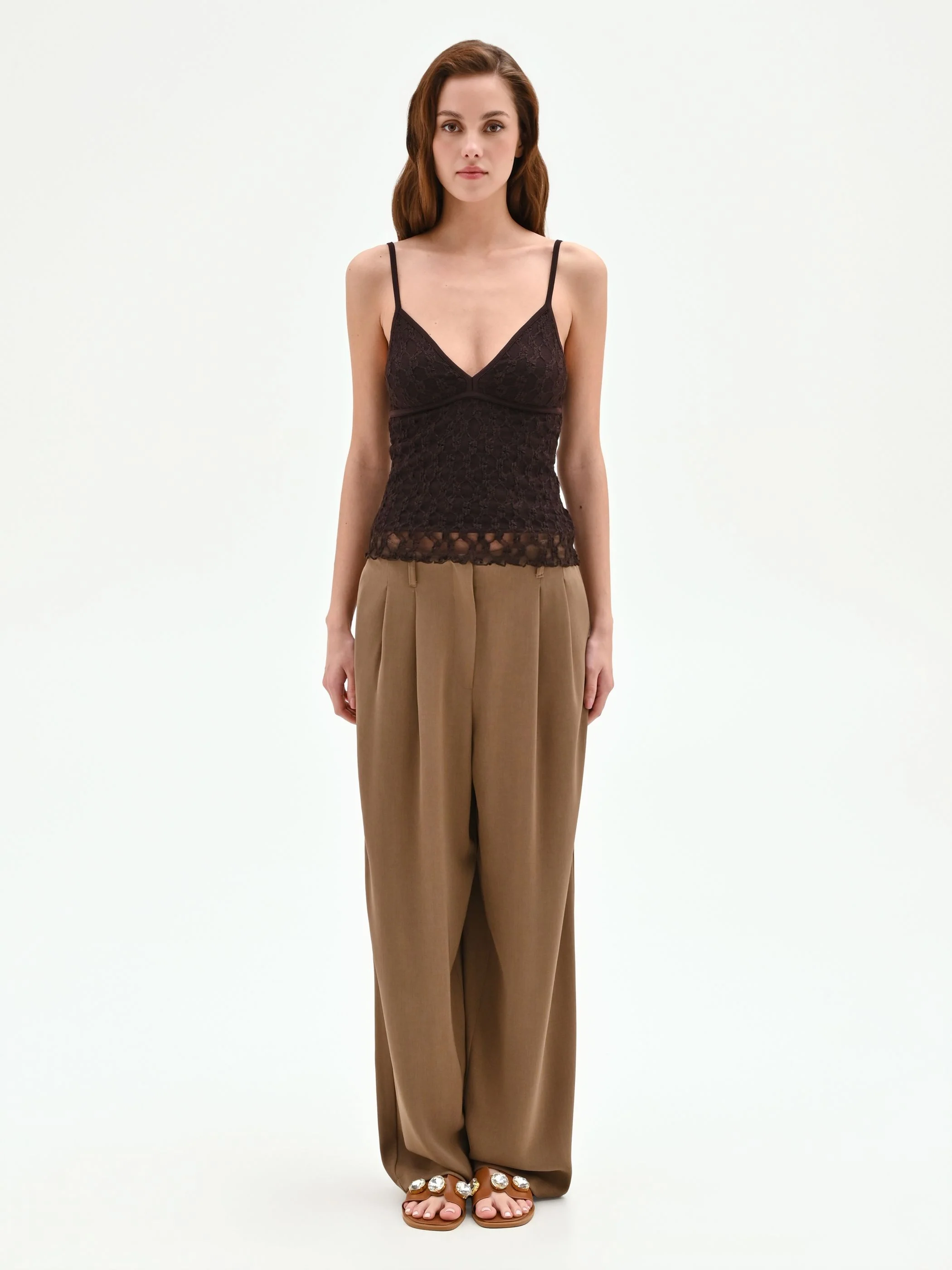 Top in pizzo stretch cioccolato - Image 4