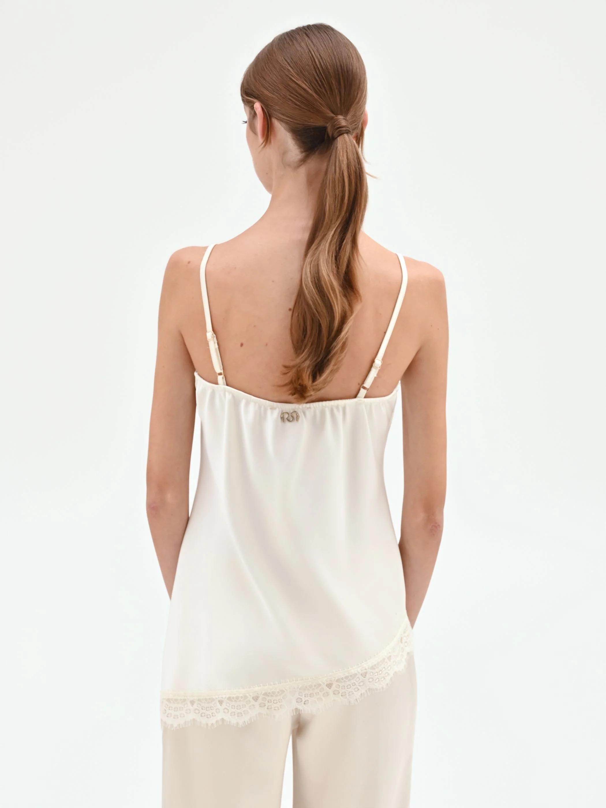 Top in raso panna con pizzo - Image 5