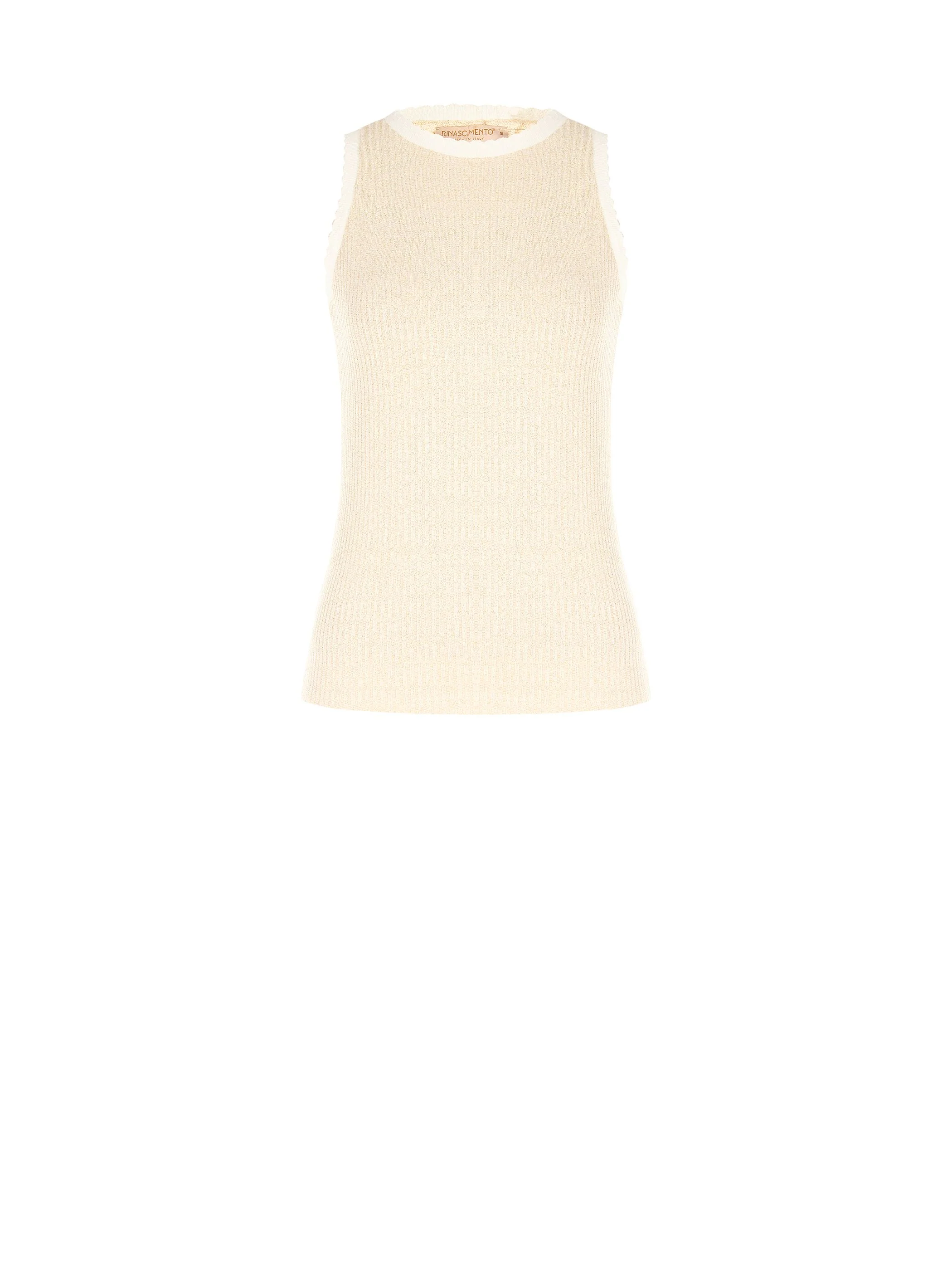 Top oro in maglia a costine con orli smerlati - Image 6