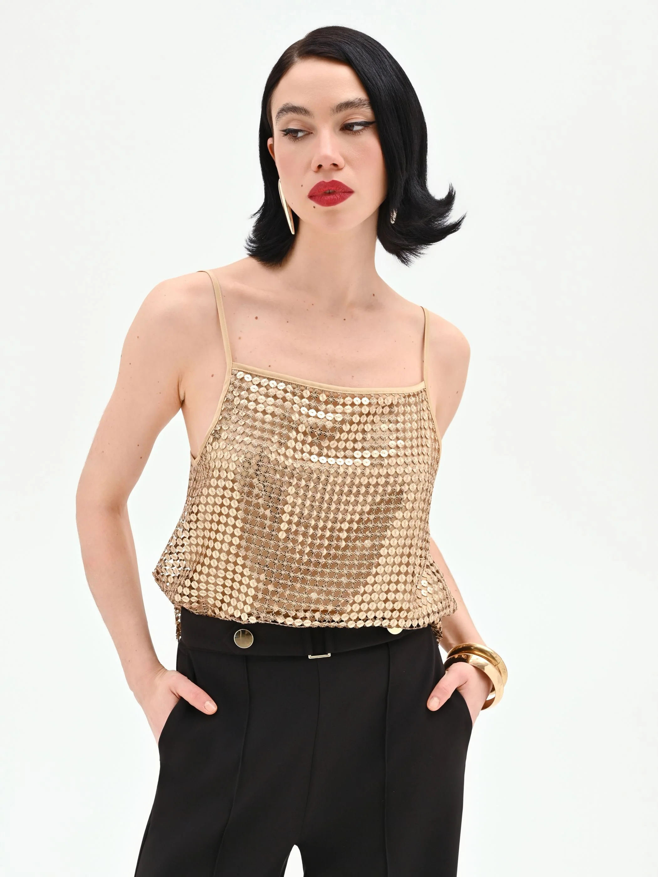 Top oro in maglia di paillettes - Image 5