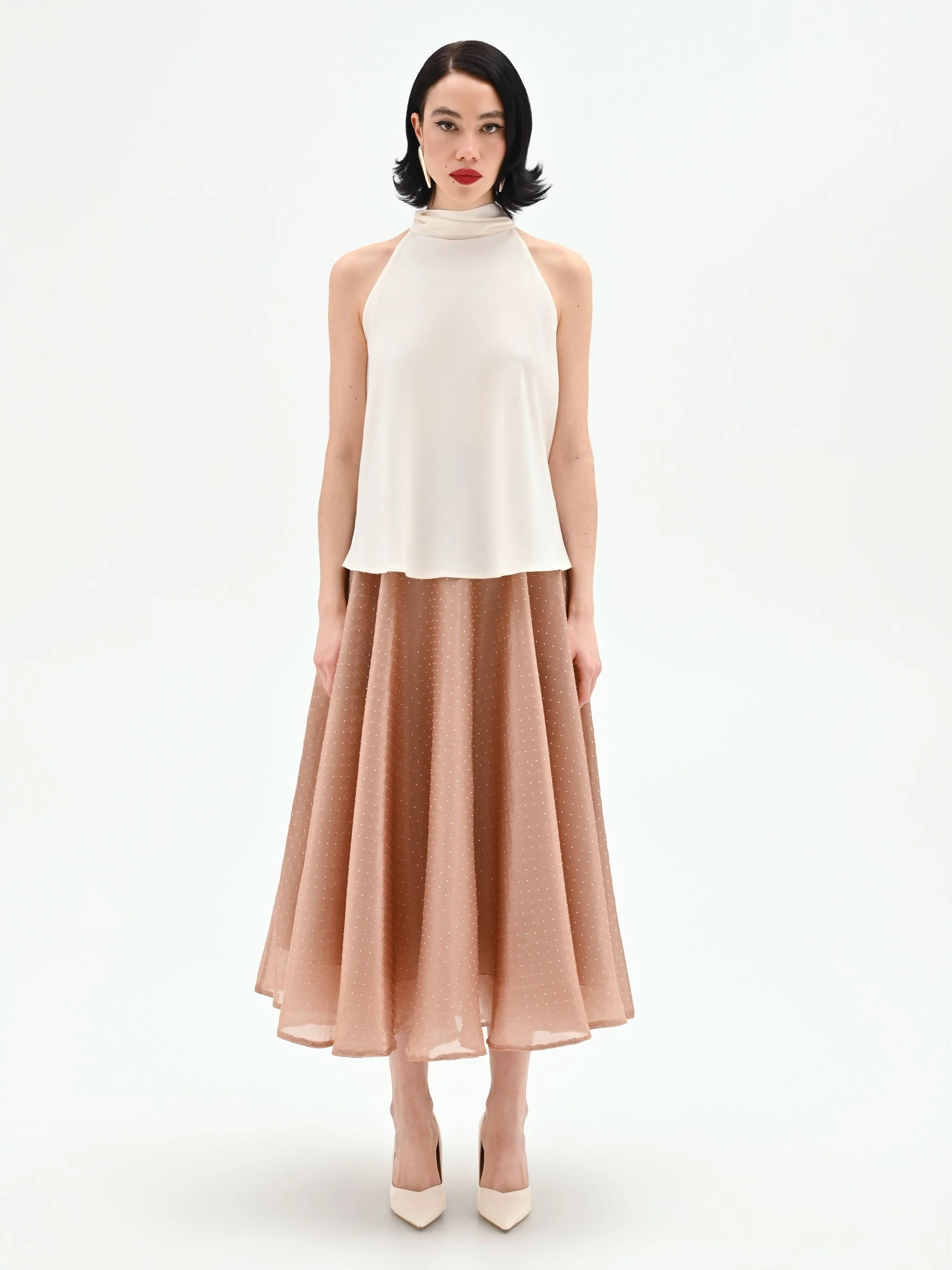 Top panna con scollo all'americana - Image 3