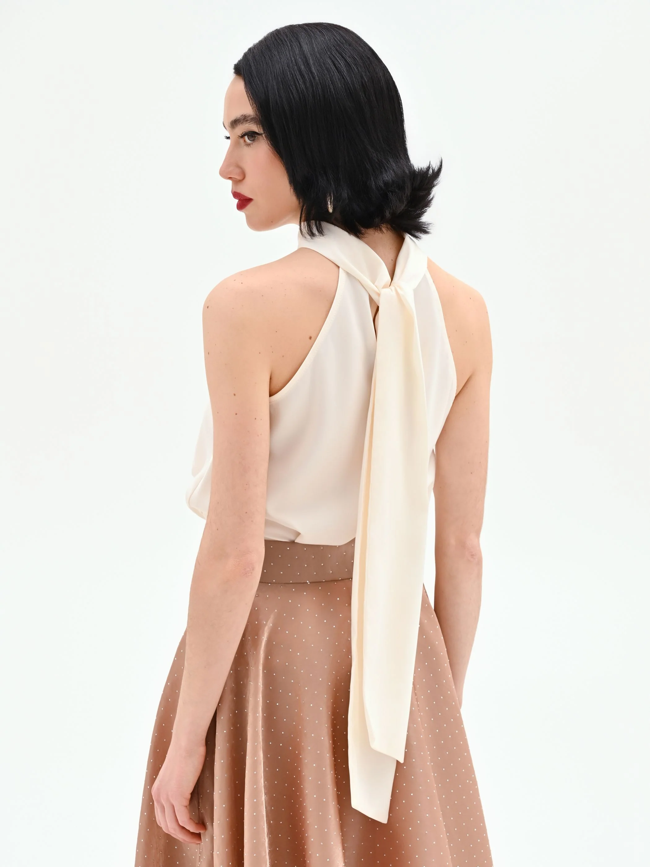 Top panna con scollo all'americana - Image 4