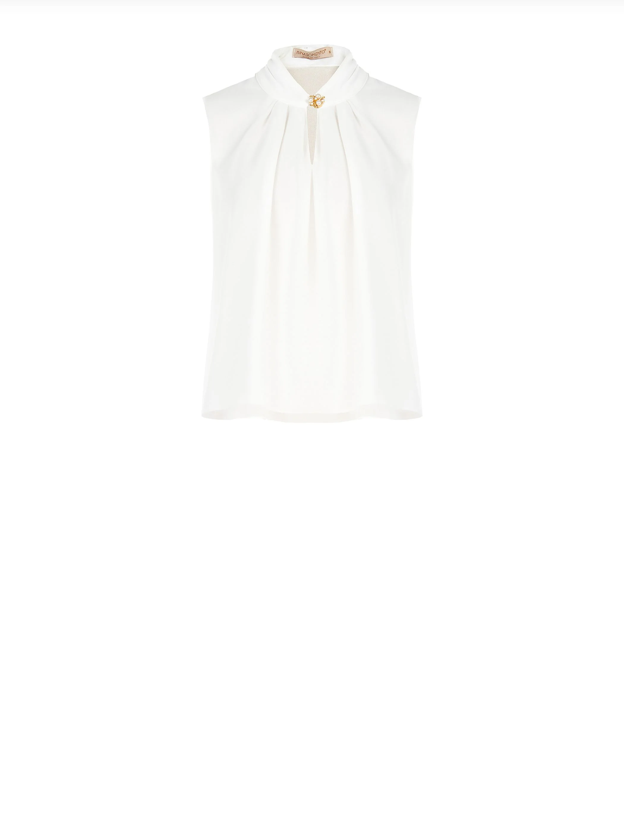 Top panna in georgette con collo arricciato - Image 6