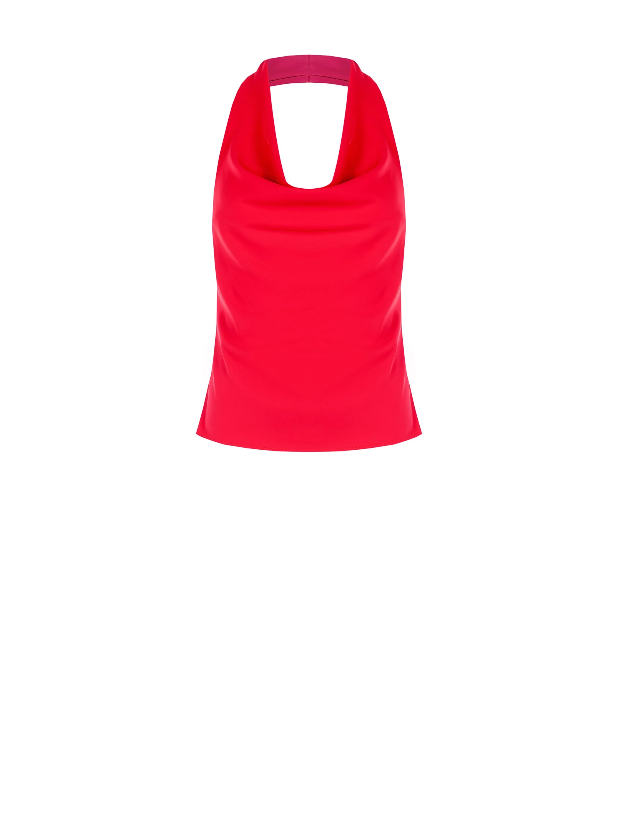 Top rosso fragola in cadi con scollo drappeggiato - Image 6